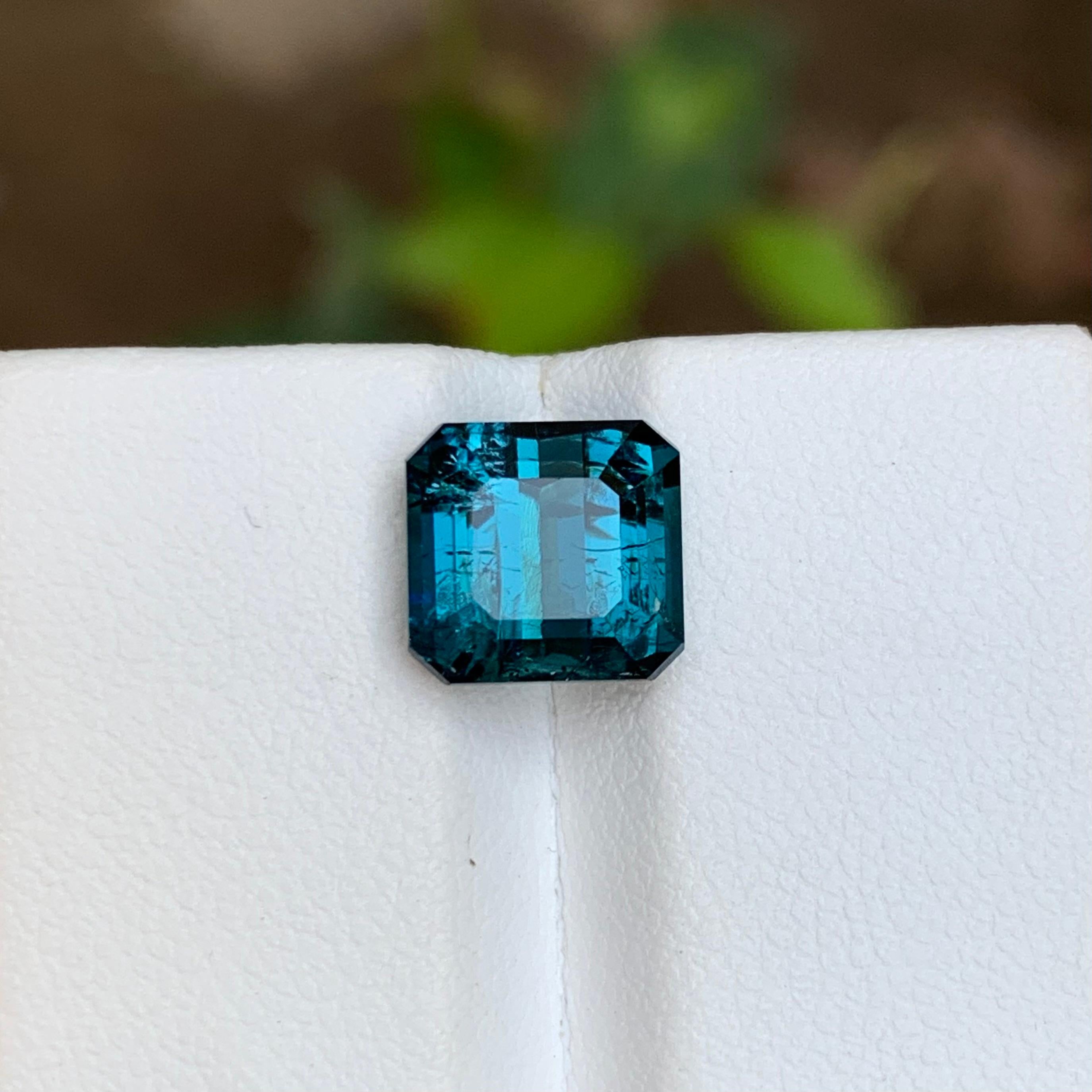 Rare Darkish Blue Natural Tourmaline Gemstone 3.70 Ct Emerald Cut for Ring Jewel For Sale 7