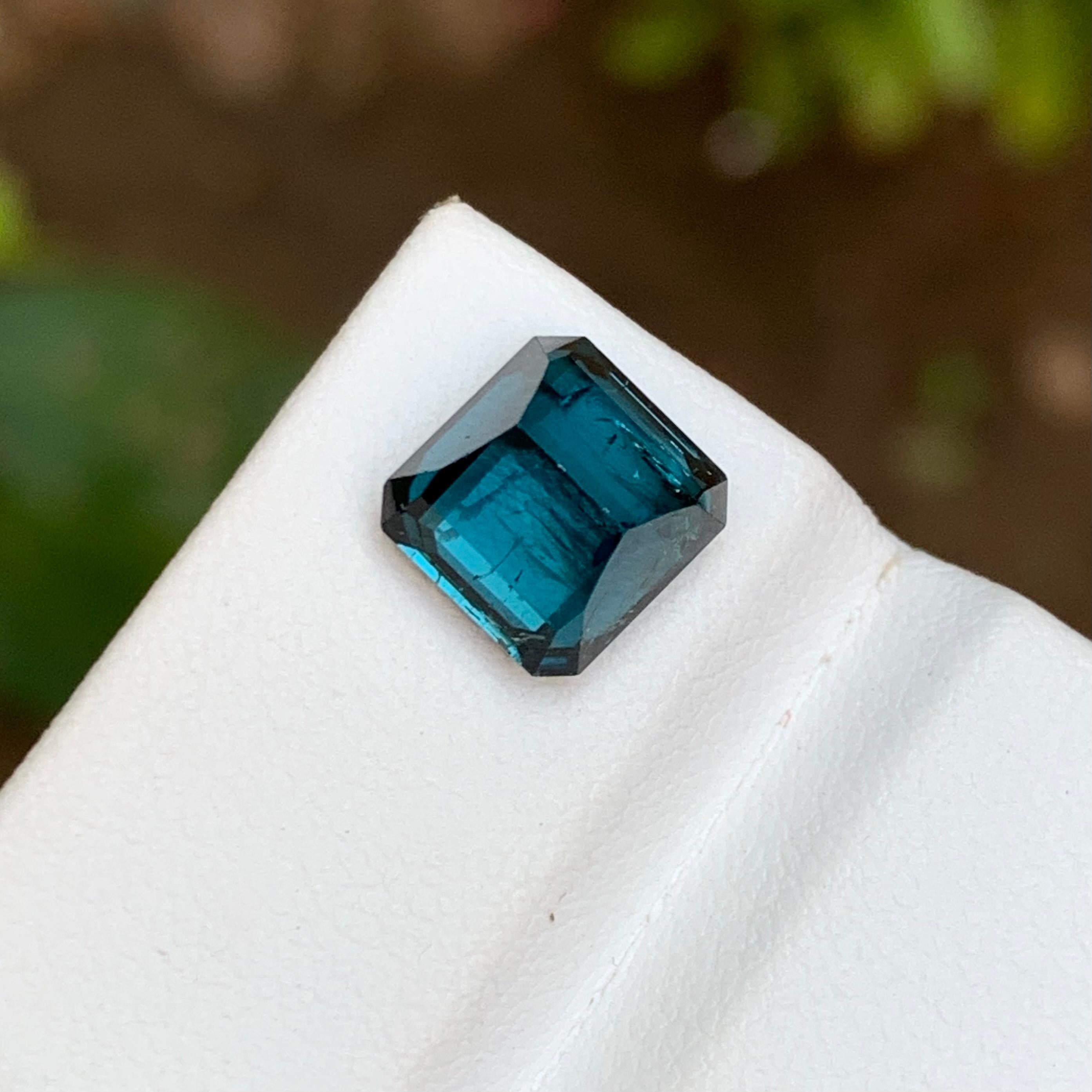 Rare Darkish Blue Natural Tourmaline Gemstone 3.70 Ct Emerald Cut for Ring Jewel In New Condition For Sale In Peshawar, PK
