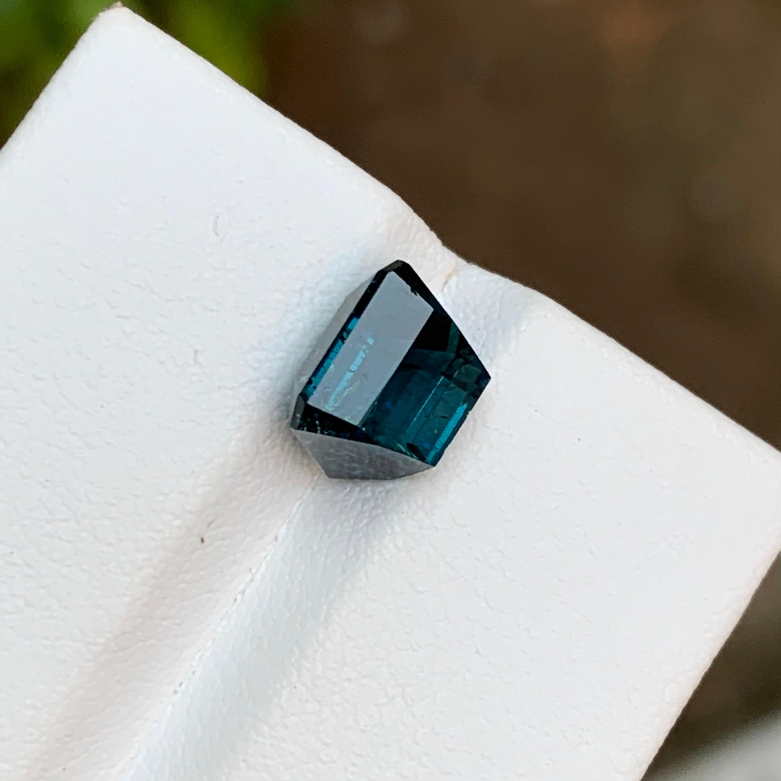 Women's or Men's Rare Darkish Blue Natural Tourmaline Gemstone 3.70 Ct Emerald Cut for Ring Jewel For Sale