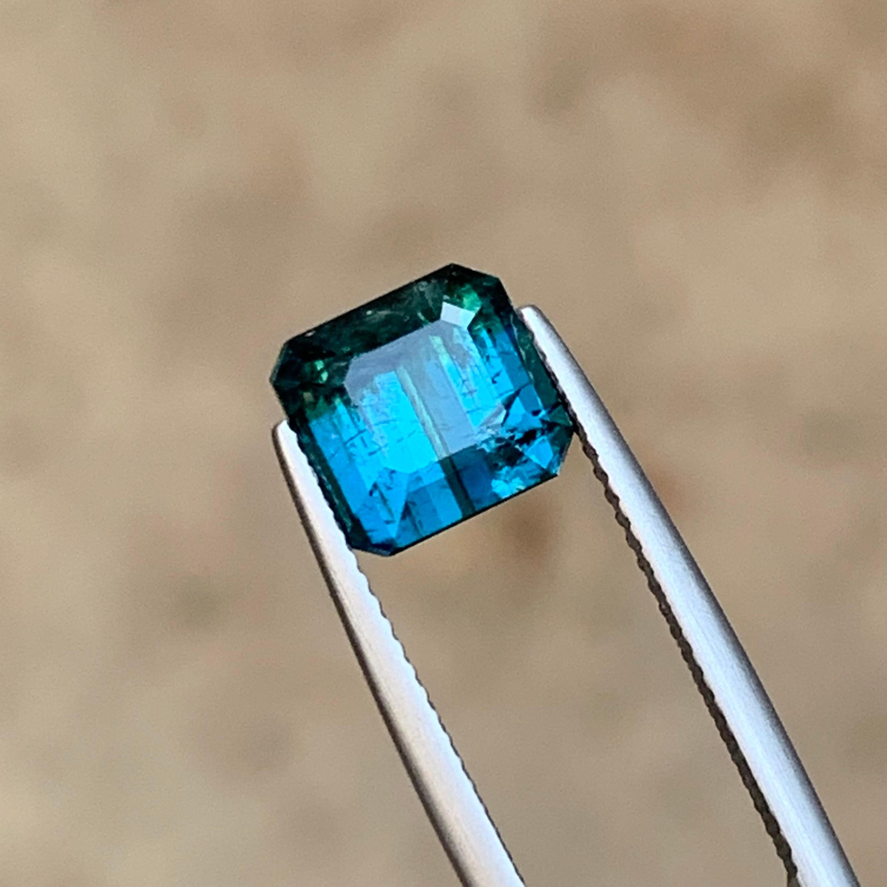 Rare Darkish Blue Natural Tourmaline Gemstone 3.70 Ct Emerald Cut for Ring Jewel For Sale 1