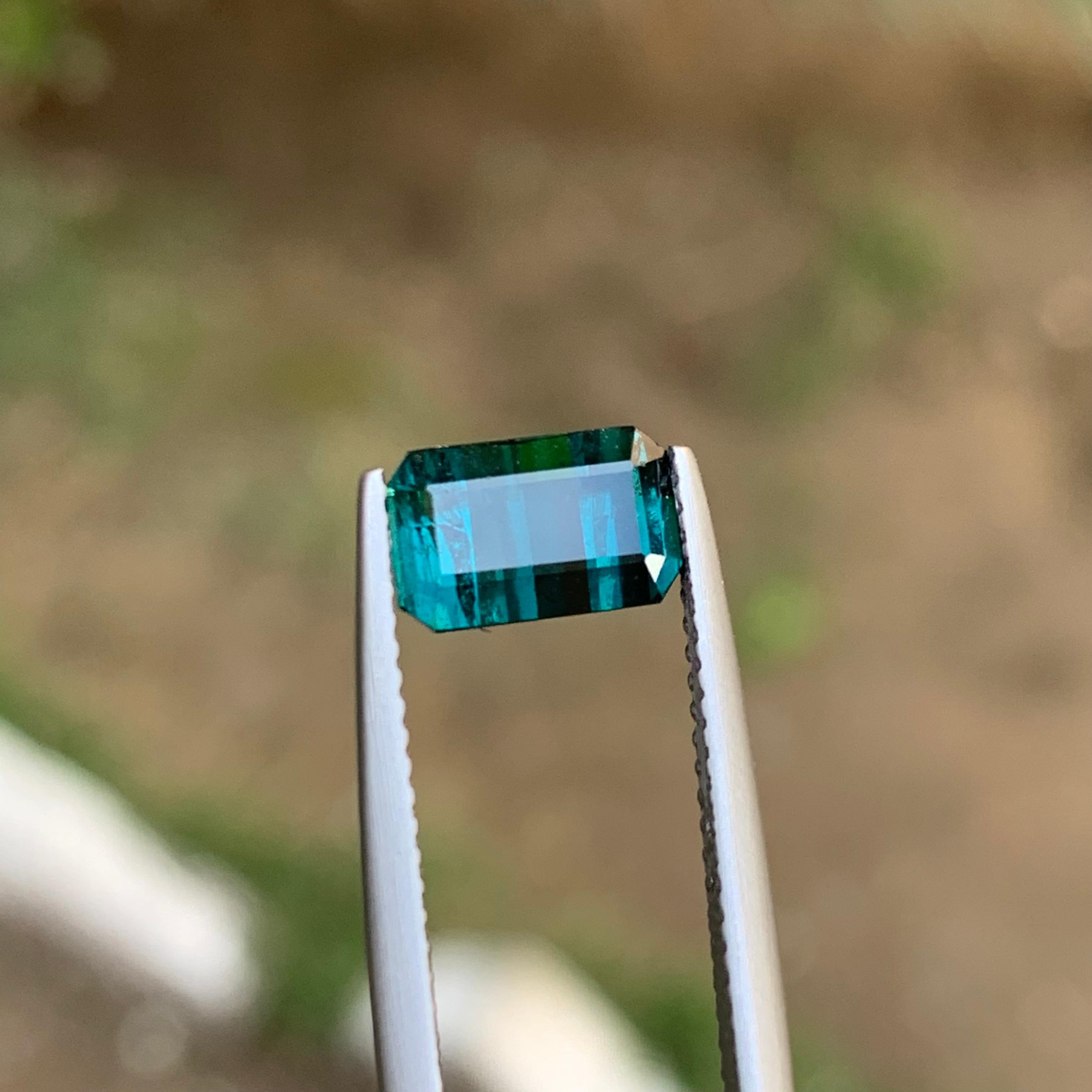 Rare Darkish Indicolite Blue Natural Tourmaline Gemstone, 2.35 Carat Emerald Cut 6