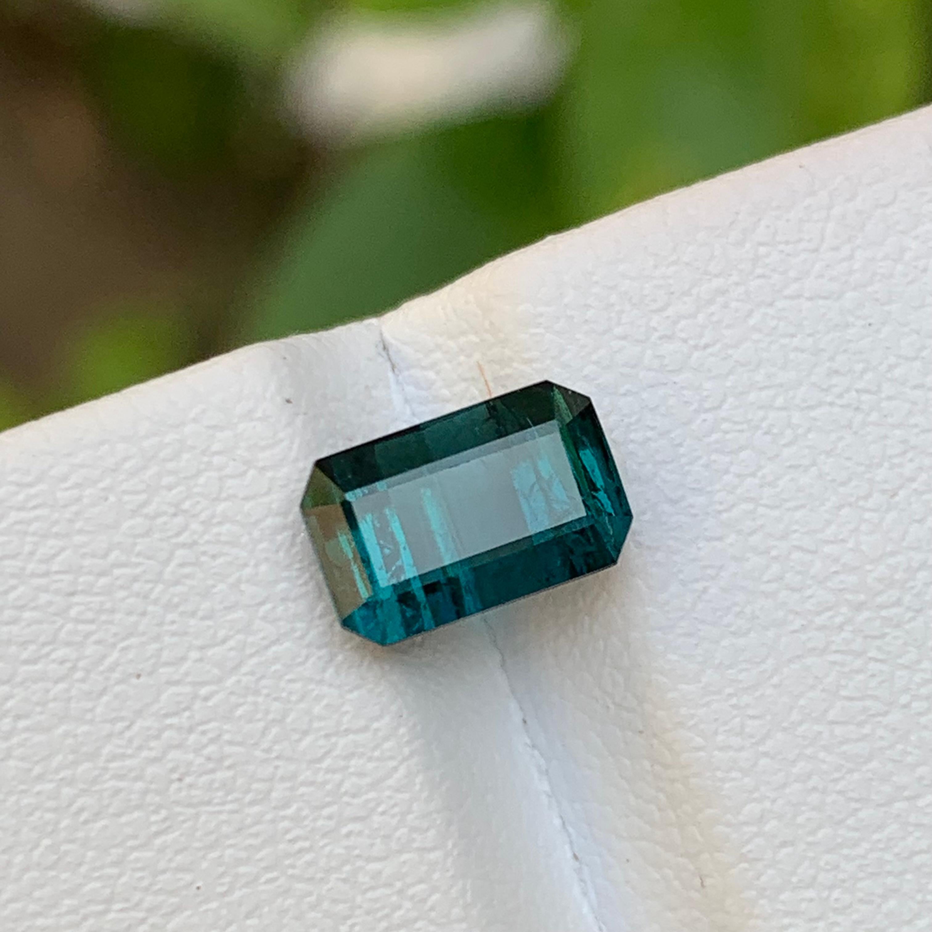 Rare Darkish Indicolite Blue Natural Tourmaline Gemstone, 2.35 Carat Emerald Cut 8