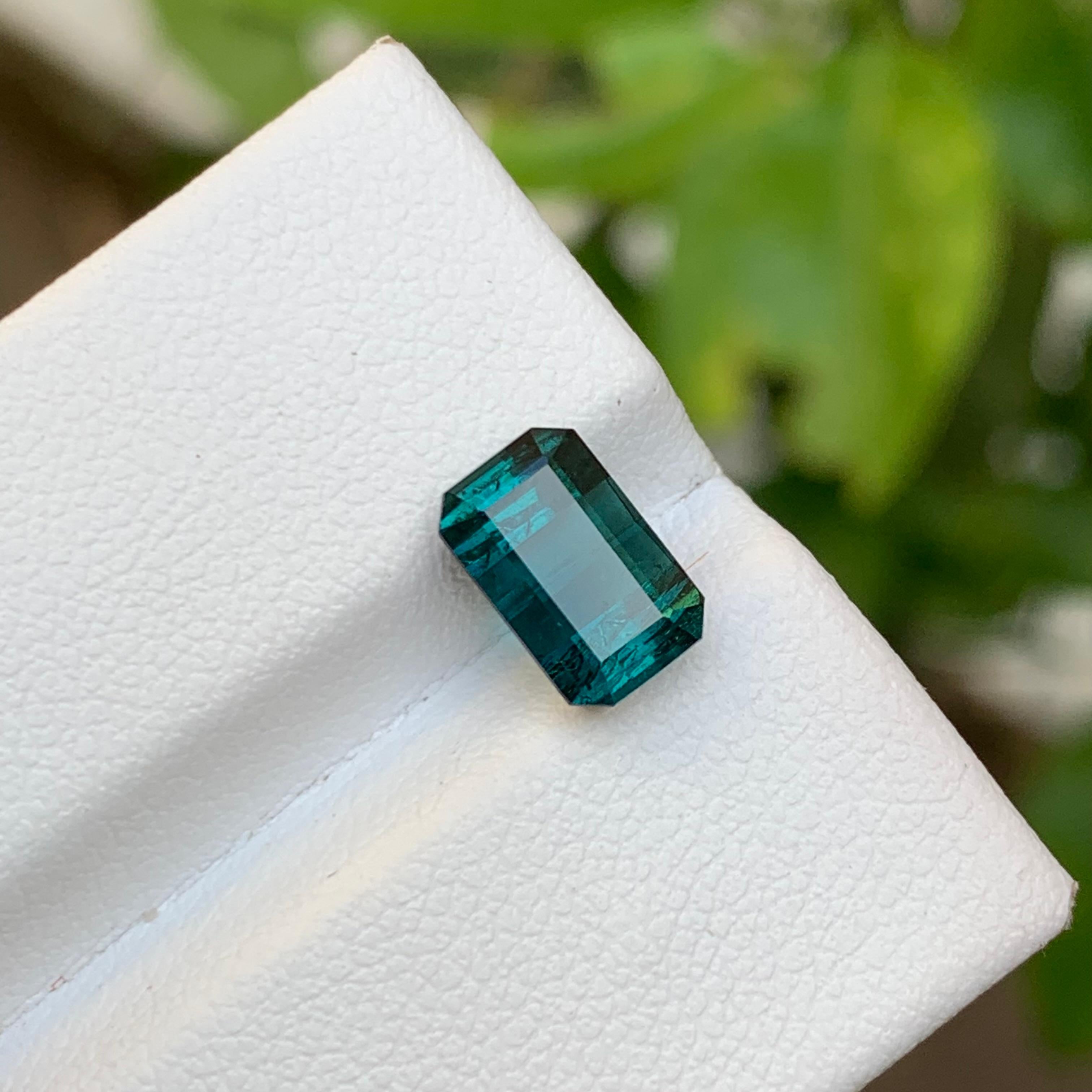 Contemporary Rare Darkish Indicolite Blue Natural Tourmaline Gemstone, 2.35 Carat Emerald Cut