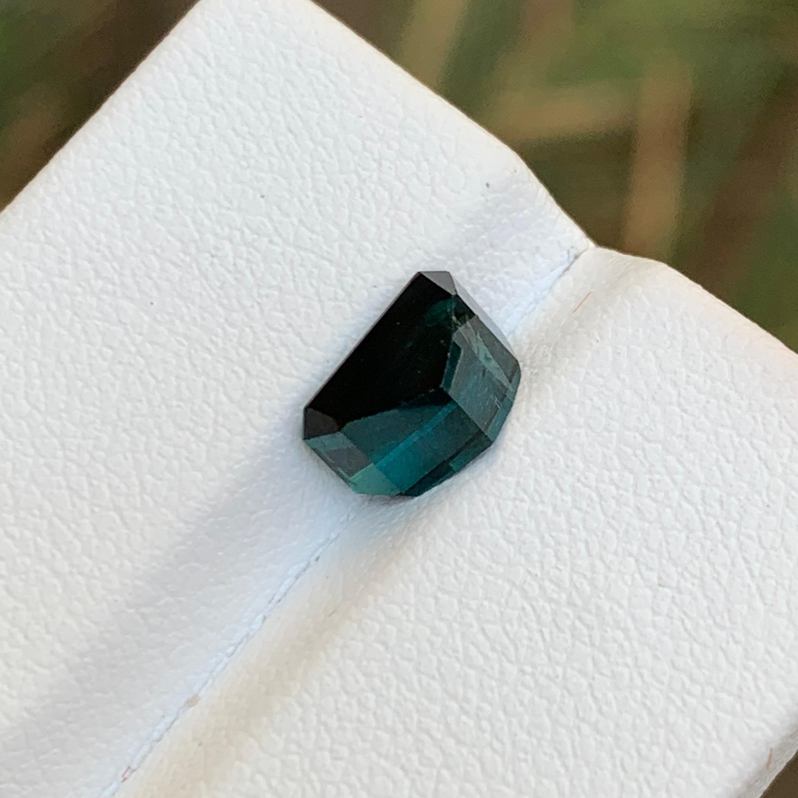 Women's or Men's Rare Darkish Indicolite Blue Natural Tourmaline Gemstone, 2.35 Carat Emerald Cut