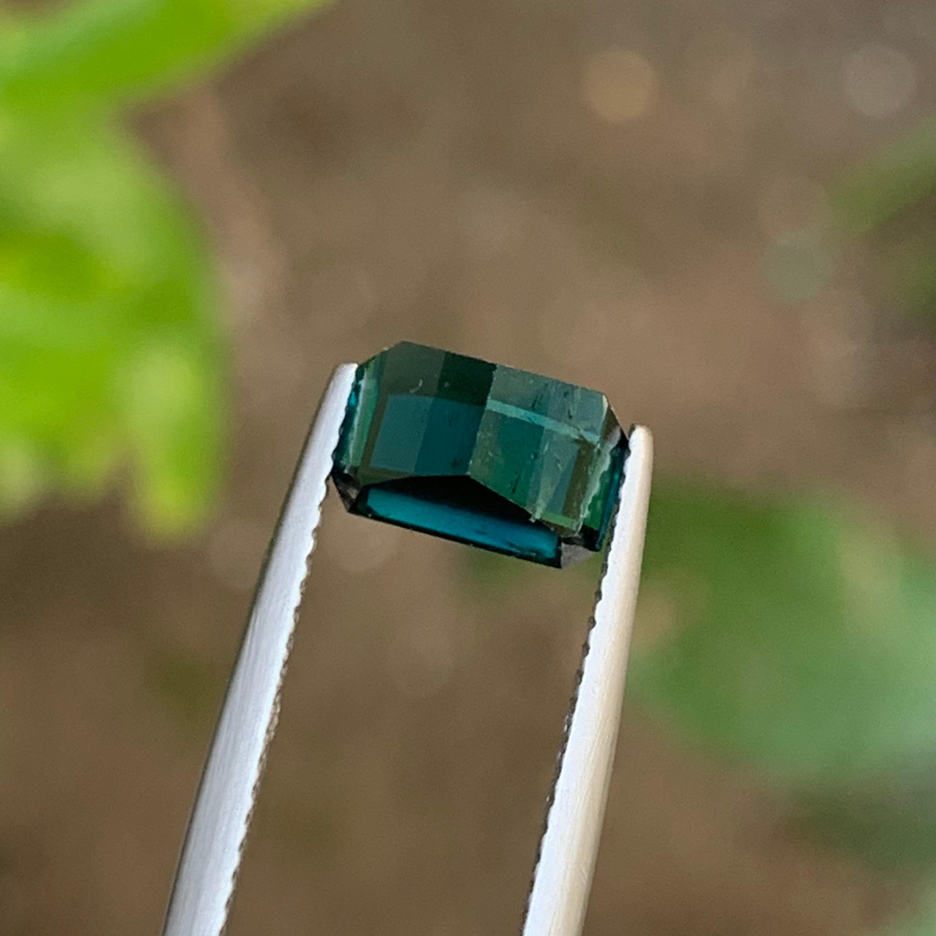 Rare Darkish Indicolite Blue Natural Tourmaline Gemstone, 2.35 Carat Emerald Cut 2