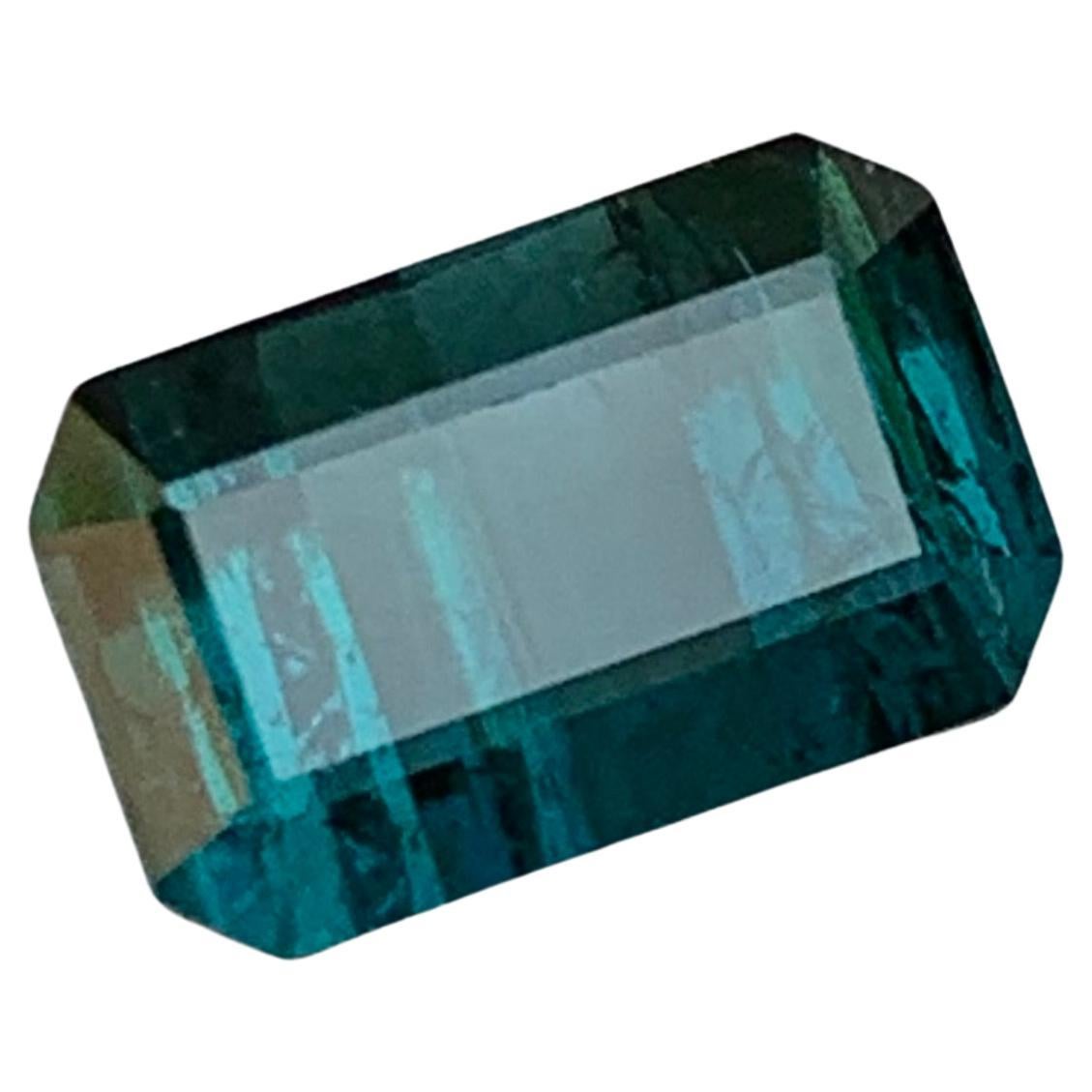 Rare Darkish Indicolite Blue Natural Tourmaline Gemstone, 2.35 Carat Emerald Cut