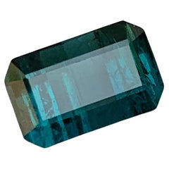 Rare Darkish Indicolite Blue Natural Tourmaline Gemstone, 2.35 Carat Emerald Cut