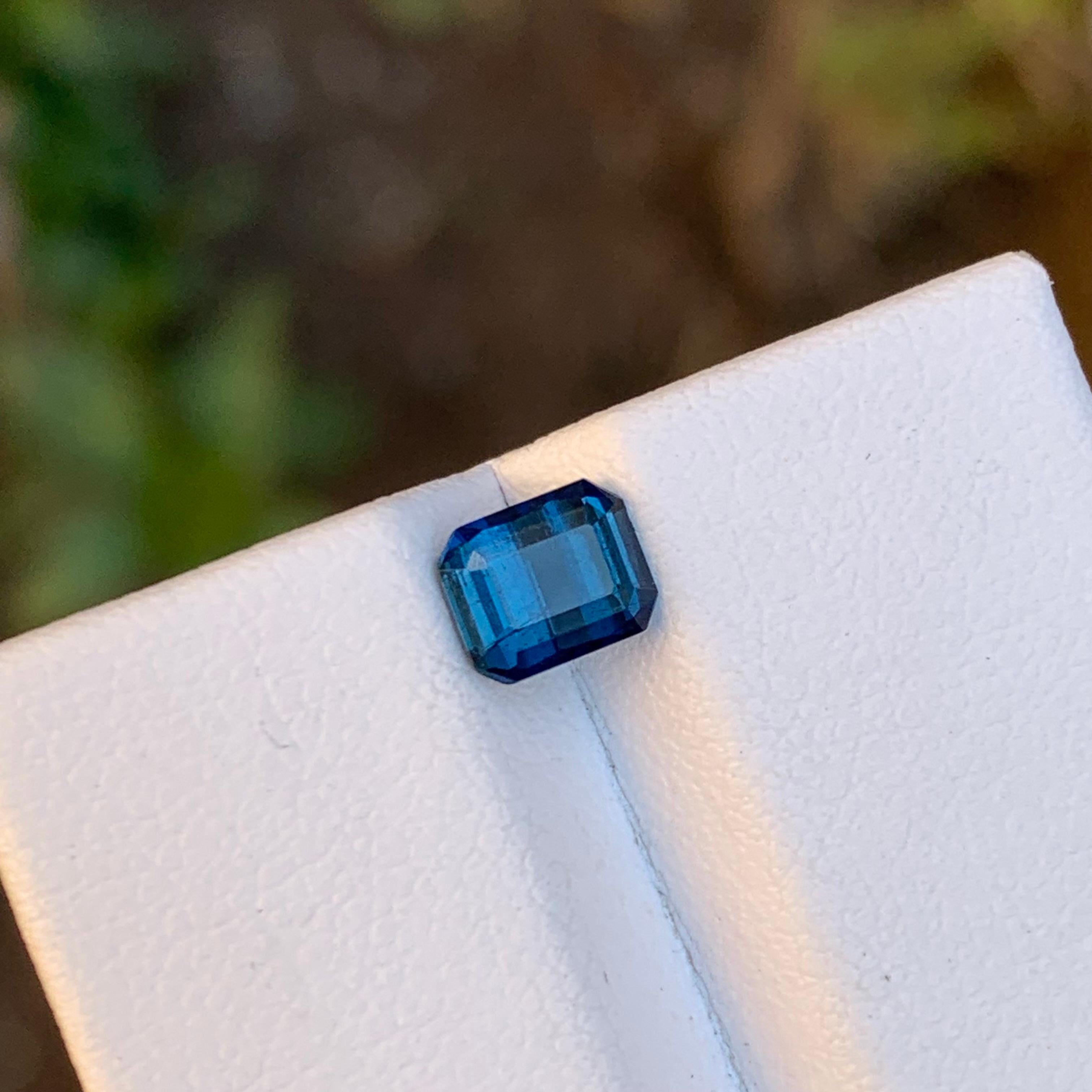 Rare Darkish Inky Blue Natural Tourmaline Gemstone, 1 Ct Emerald Cut for Ring  For Sale 6