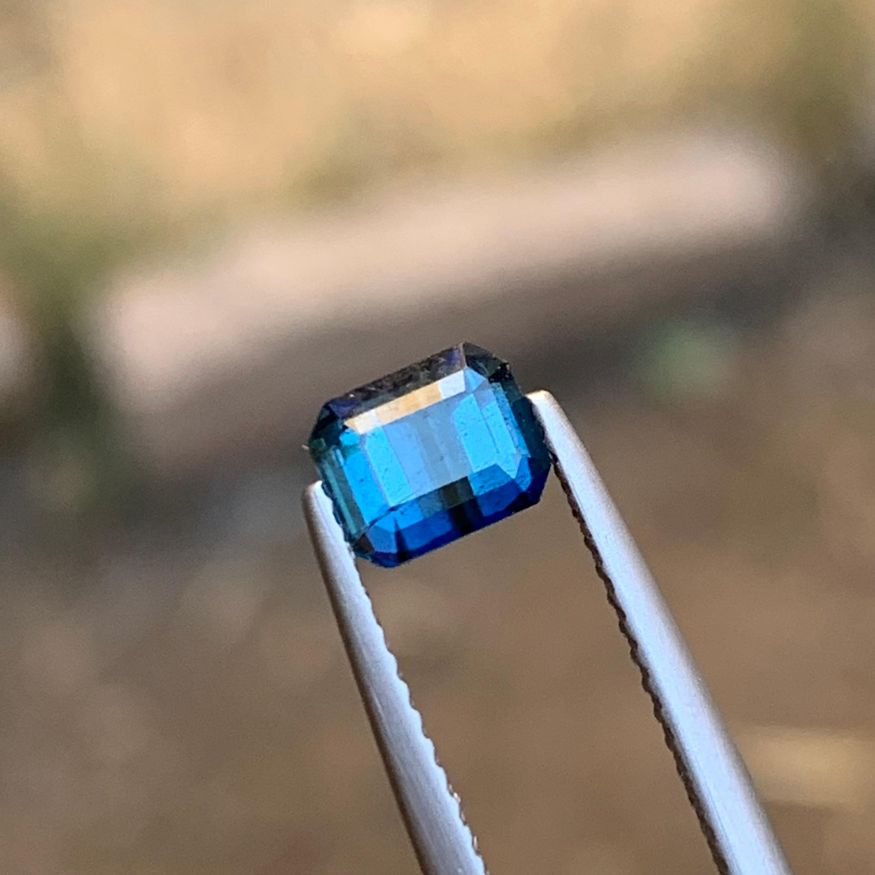 Rare Darkish Inky Blue Natural Tourmaline Gemstone, 1 Ct Emerald Cut for Ring  For Sale 7