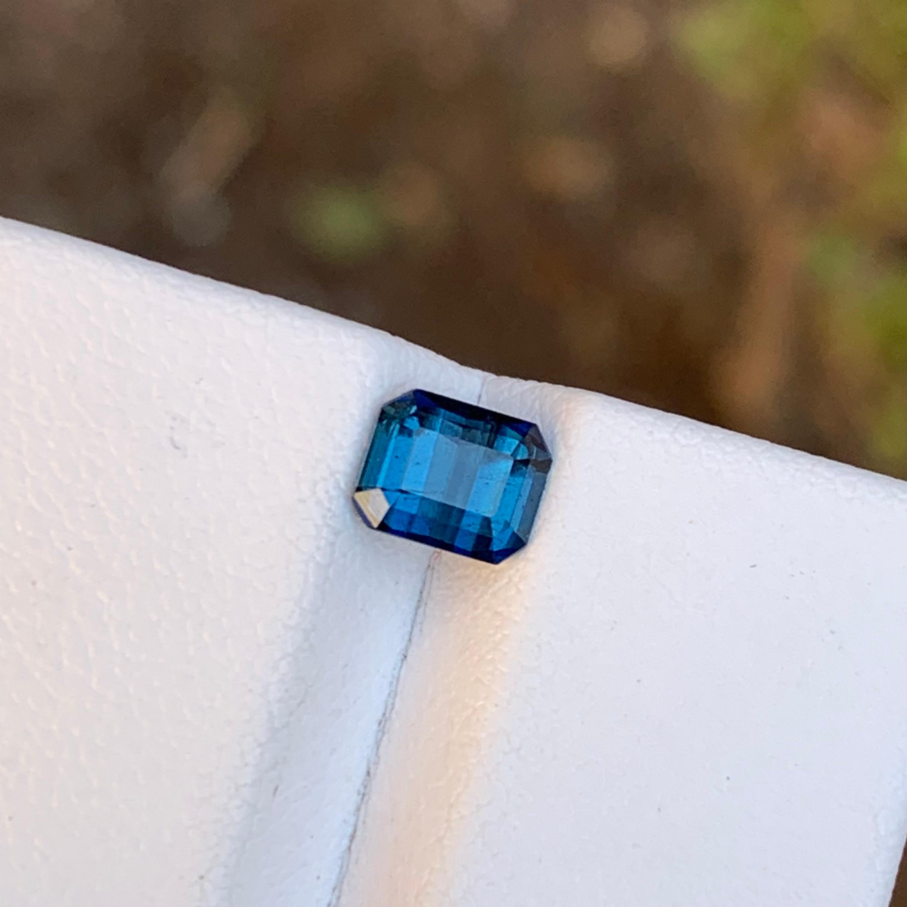 Rare Darkish Inky Blue Natural Tourmaline Gemstone, 1 Ct Emerald Cut for Ring  For Sale 2