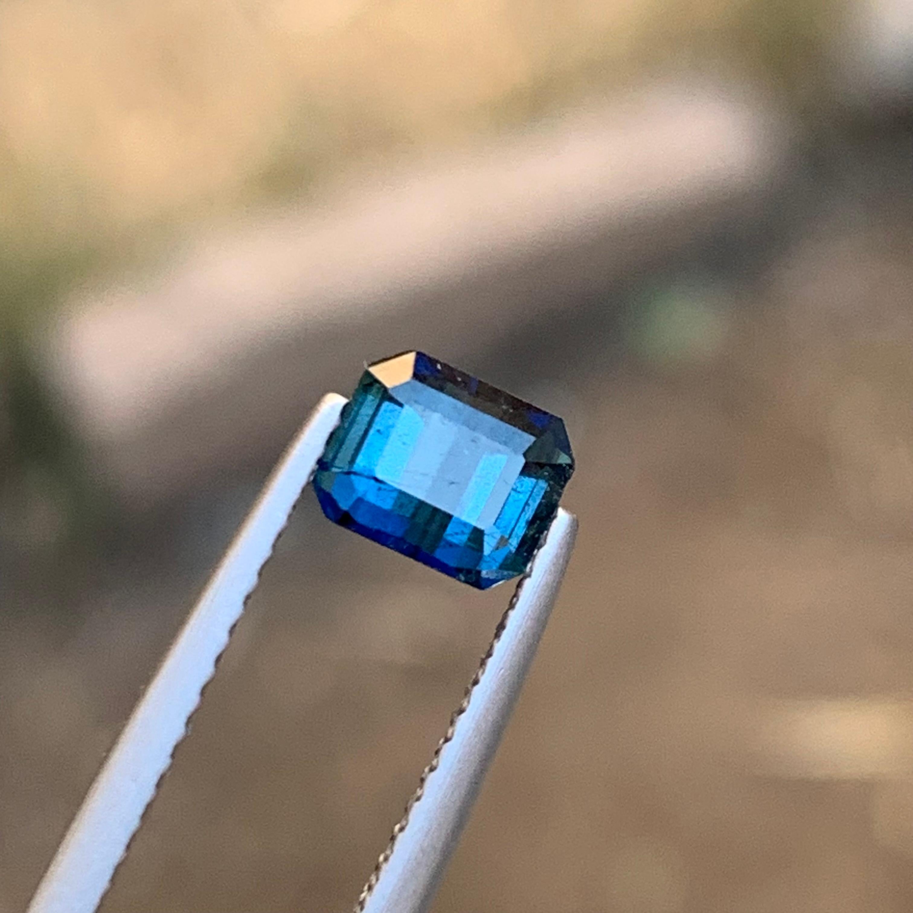 Rare Darkish Inky Blue Natural Tourmaline Gemstone, 1 Ct Emerald Cut for Ring  For Sale 3