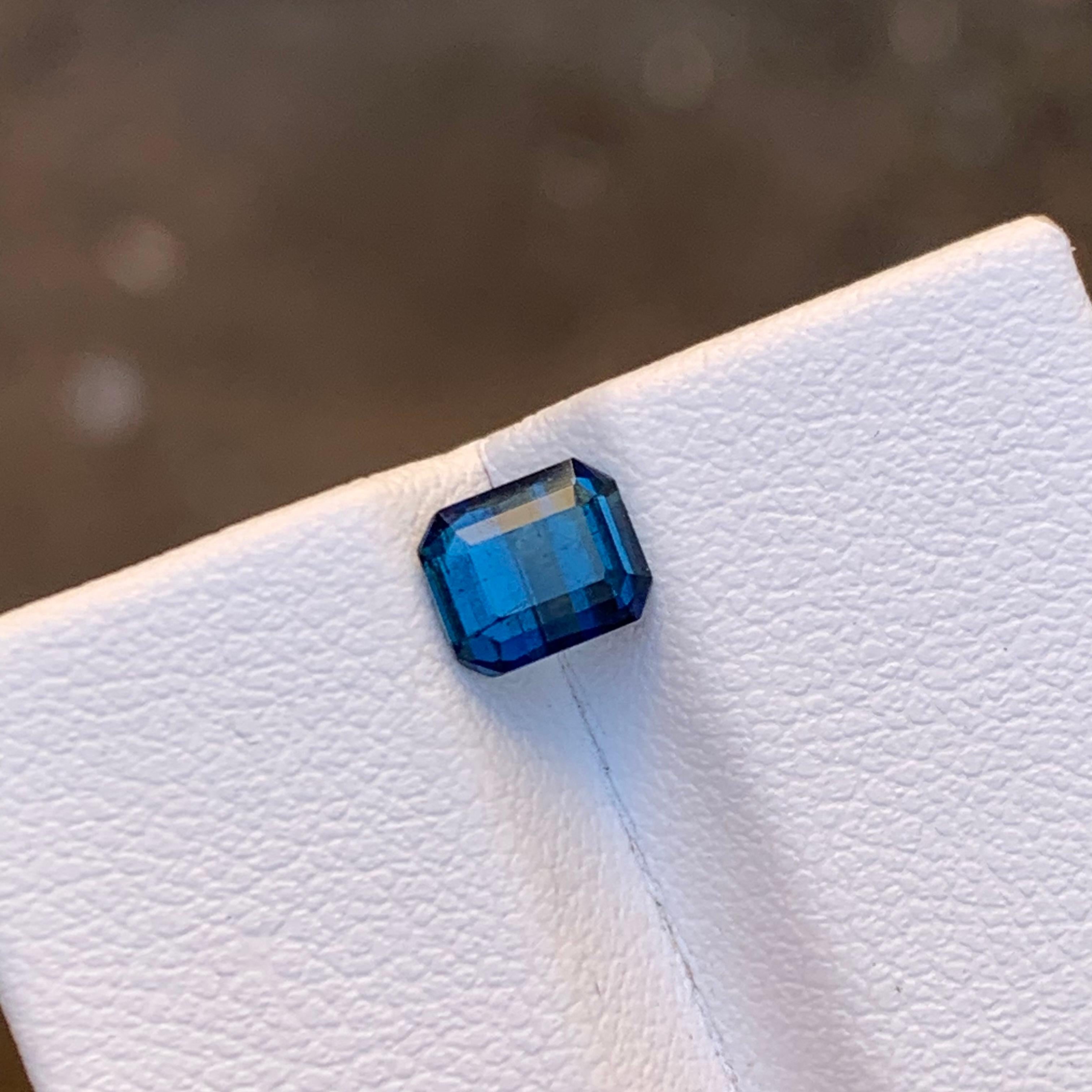 Rare Darkish Inky Blue Natural Tourmaline Gemstone, 1 Ct Emerald Cut for Ring  For Sale 4