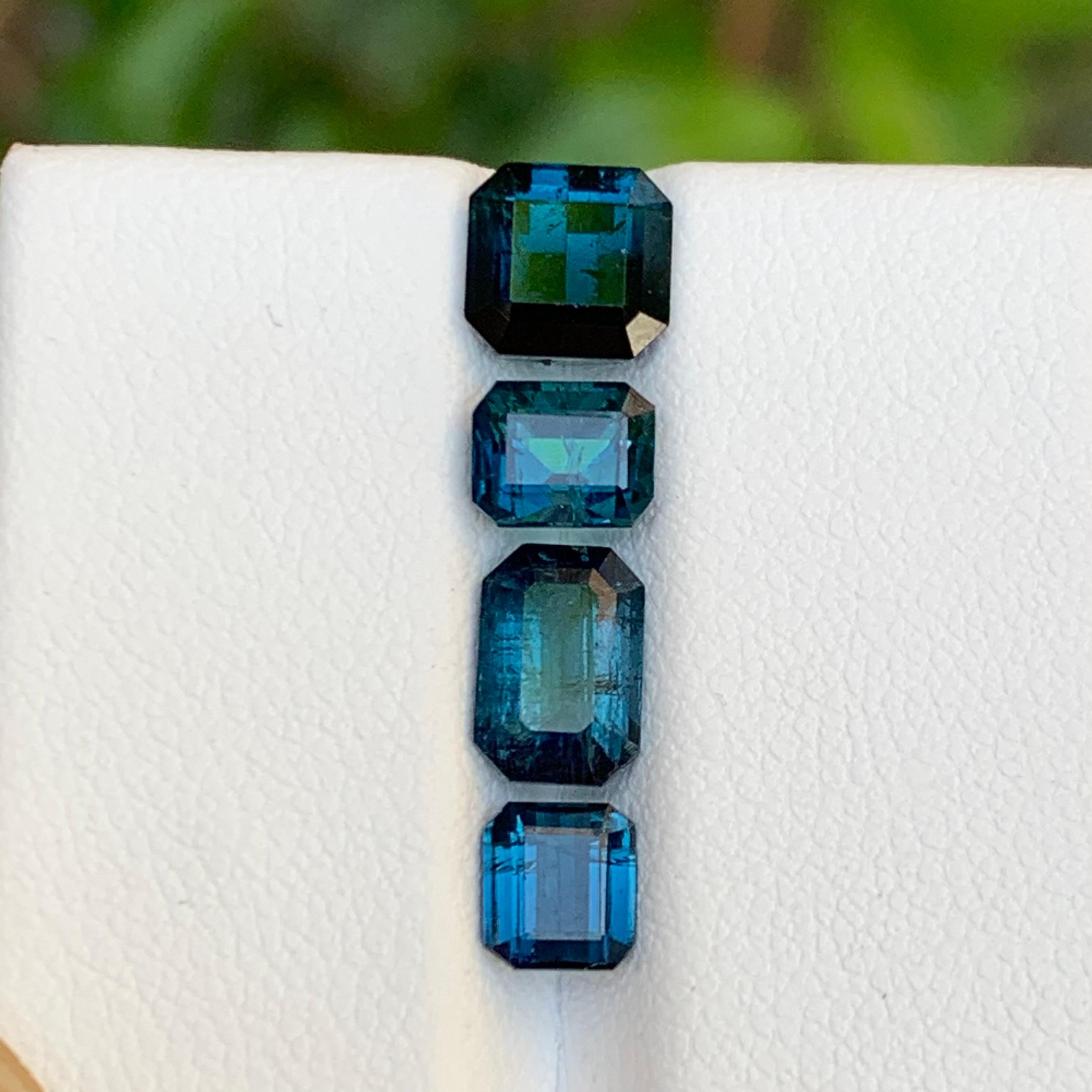 Contemporary Rare Darkish Inky Blue Natural Tourmaline Gemstones Lot, 4.85 Ct for Jewelry For Sale
