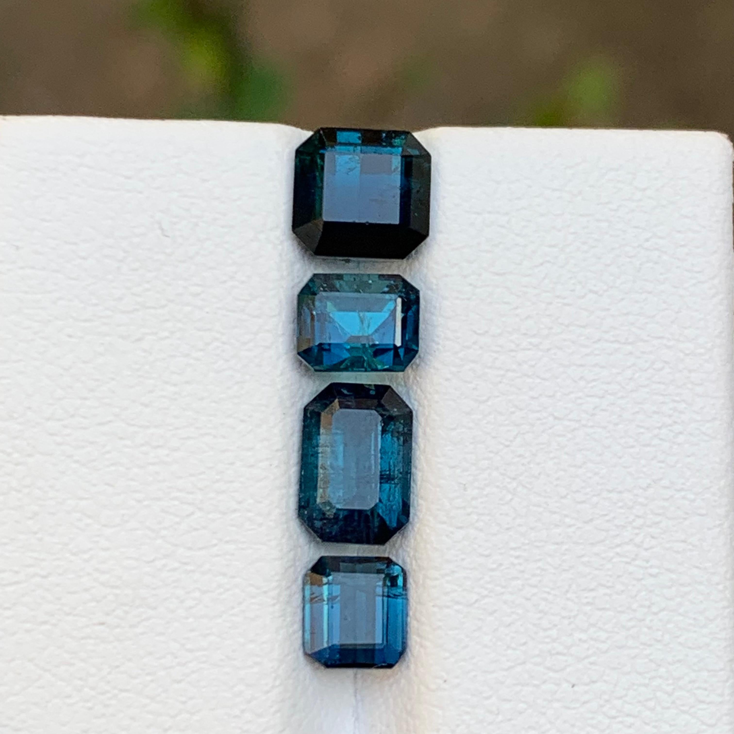 Women's or Men's Rare Darkish Inky Blue Natural Tourmaline Gemstones Lot, 4.85 Ct for Jewelry For Sale