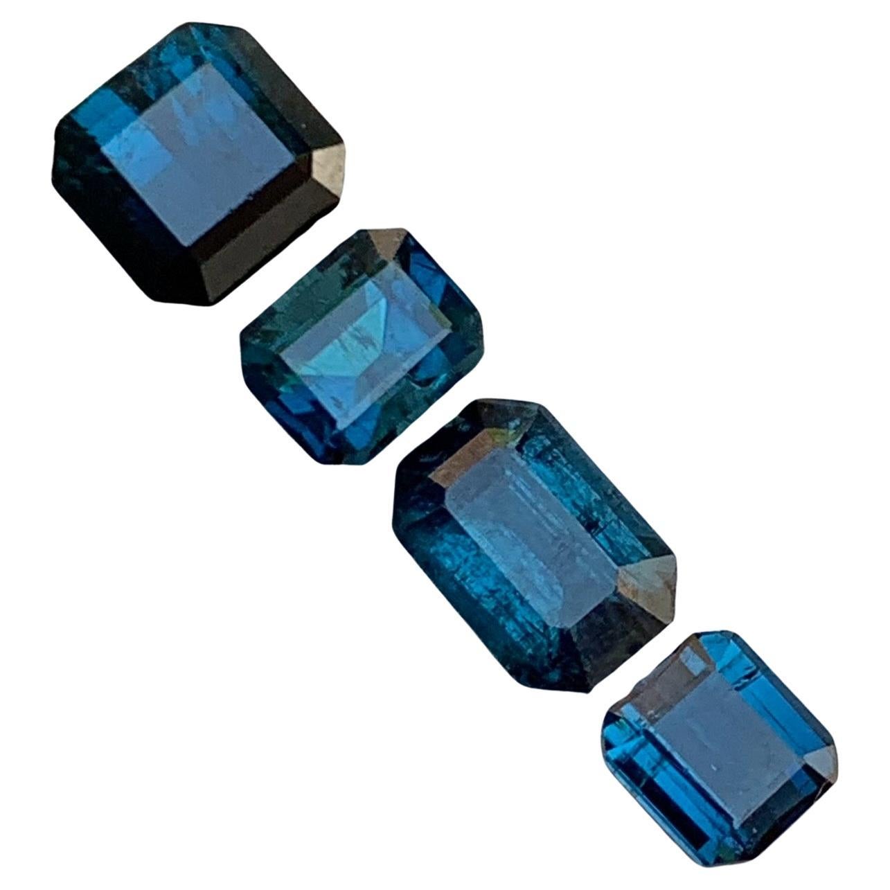 Rare Darkish Inky Blue Natural Tourmaline Gemstones Lot, 4.85 Ct for Jewelry For Sale