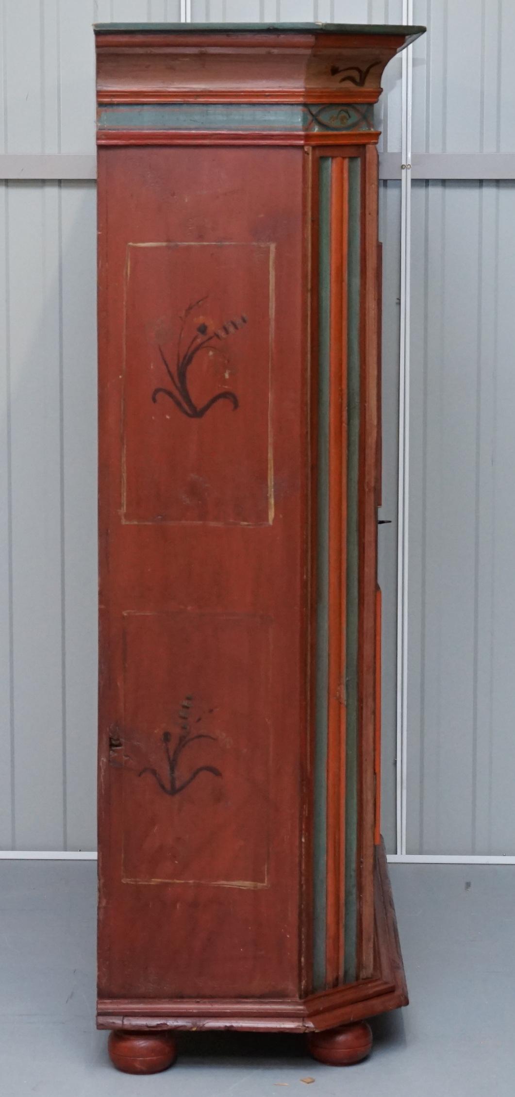 Rare Dated 1813 Hand Painted Pine Austrian Wardrobe or Bauernschrank Cupboard 5
