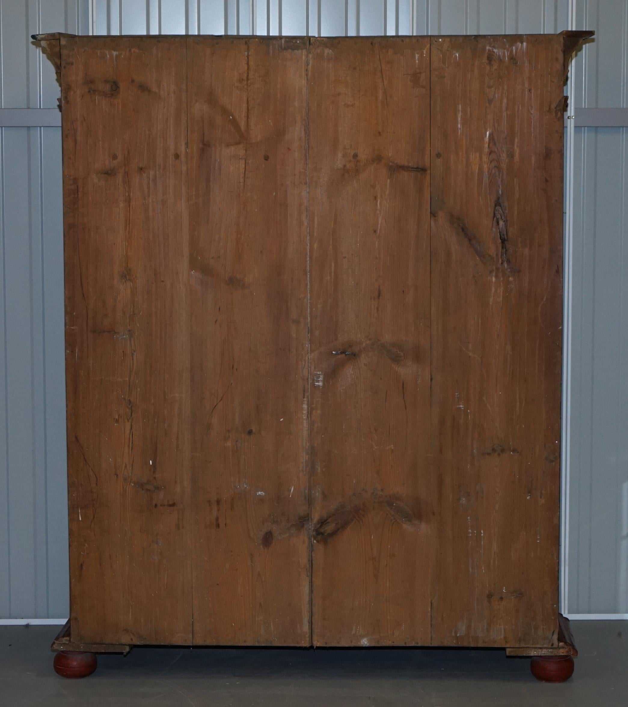 Rare Dated 1813 Hand Painted Pine Austrian Wardrobe or Bauernschrank Cupboard 6
