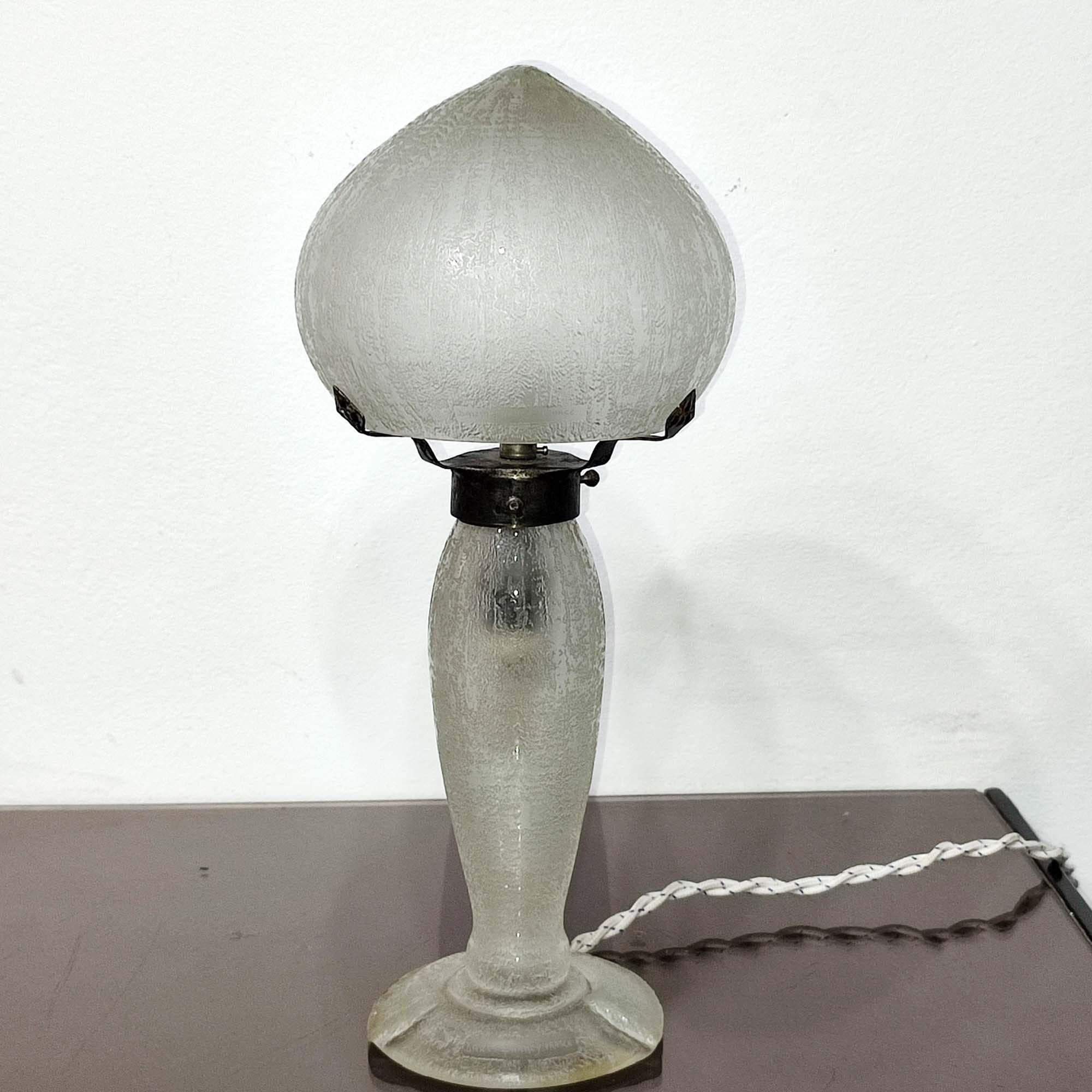 Rara Lámpara de Mesa Daum Freres Nancy, Art Decó, Vidrio Francés en Excelente estado para la venta en Bochum, NRW
