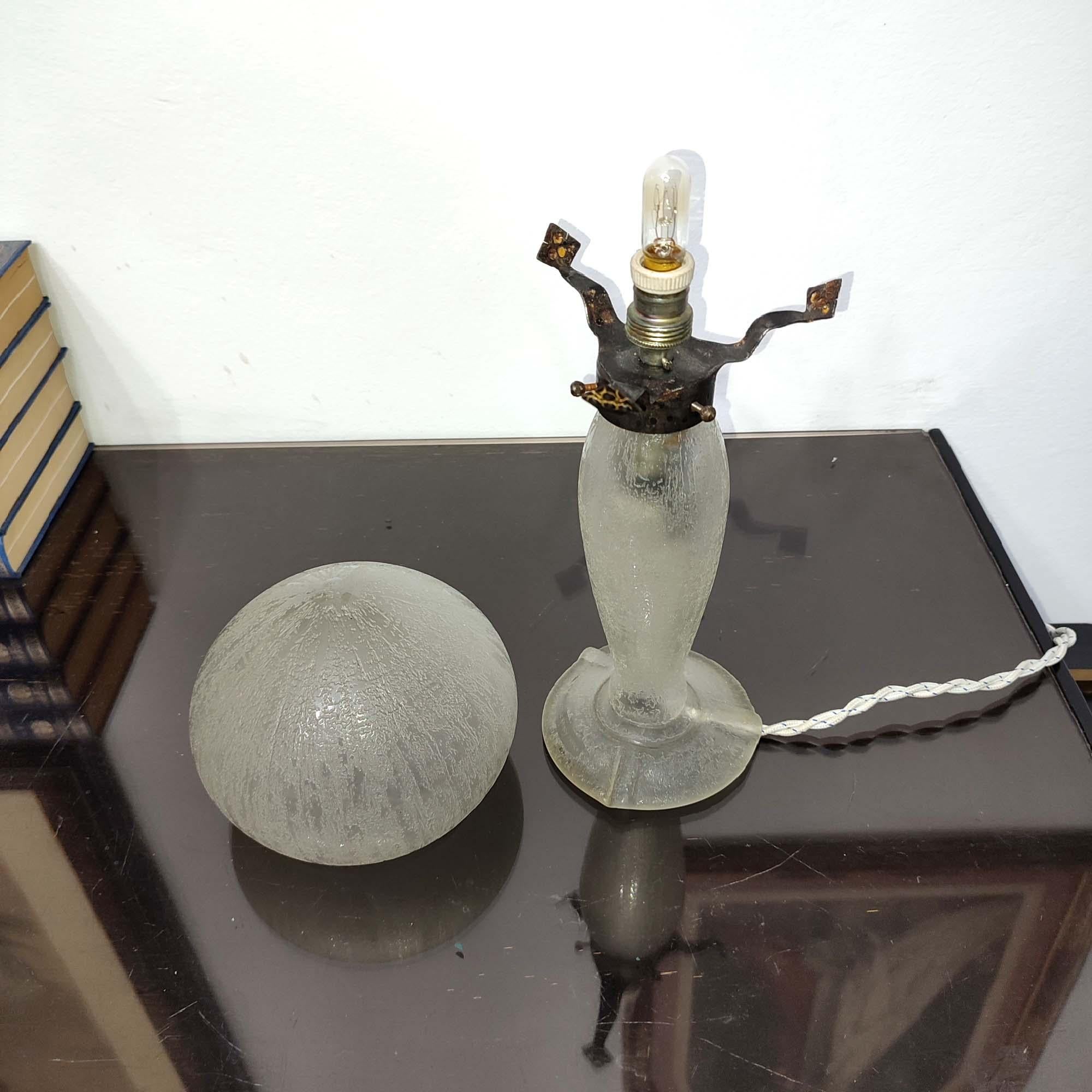 Rara Lámpara de Mesa Daum Freres Nancy, Art Decó, Vidrio Francés en venta 4