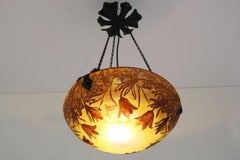 Rare Daum Nancy ''Fleur de lys'' Chandelier / Pendant light 1910 Art Nouveau