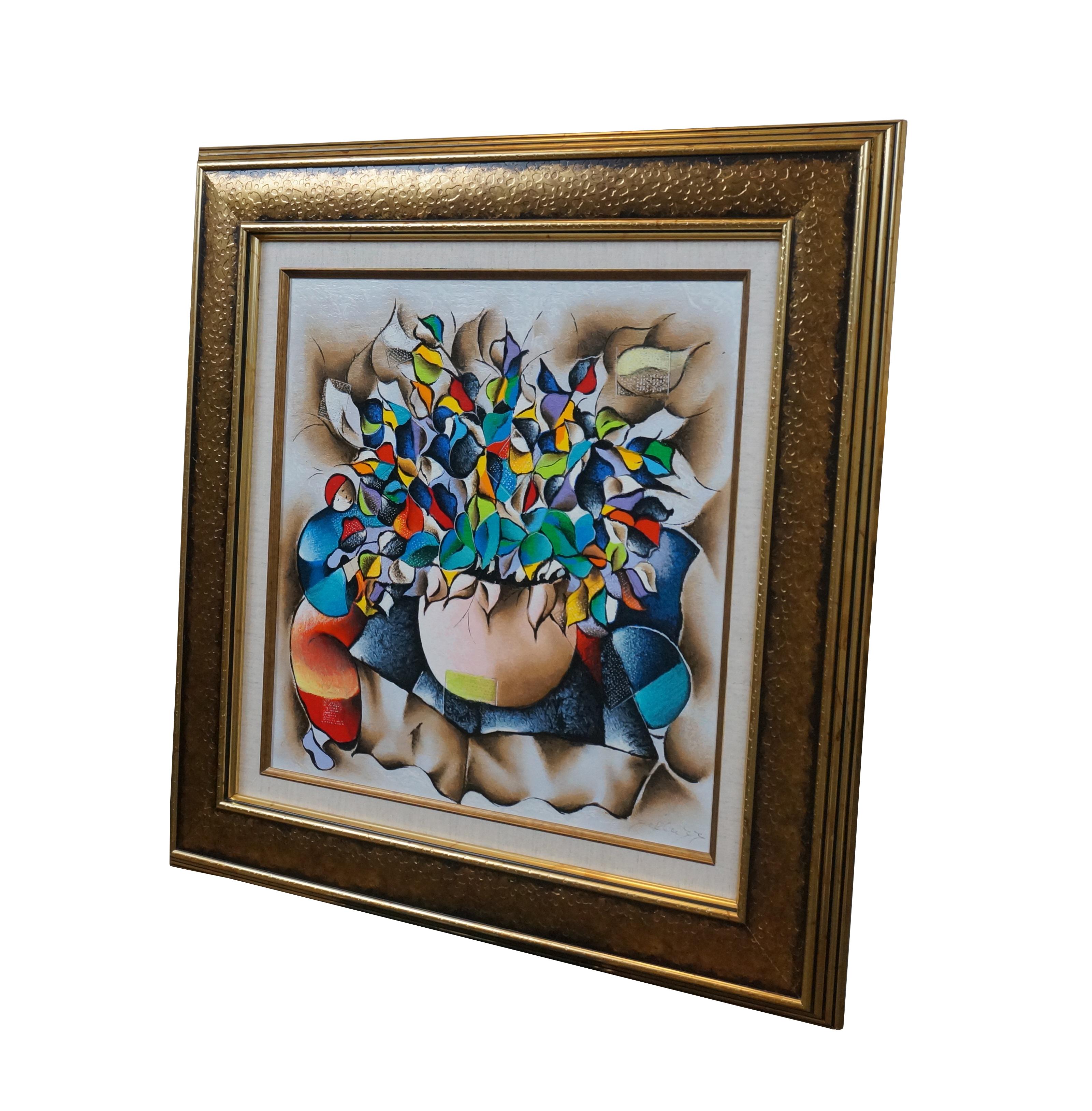 Rare David Schluss Love Bouquet Abstract Floral Still Life Serigraph 26