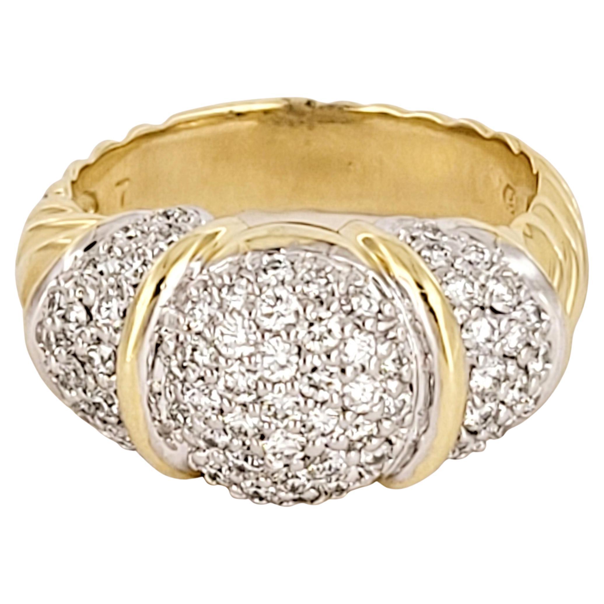 Rare David Yurman Diamond Cluster Ring- pave Diamonds 18 K Yellow Gold