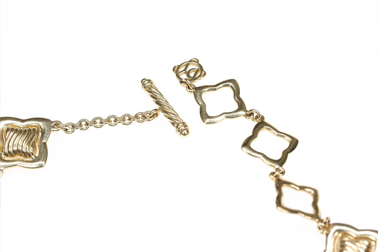 Rare David Yurman Quatrefoil 18K Solid Yellow Gold Necklace Limited Series Piece In Excellent Condition For Sale In Manchester By The Sea, MA