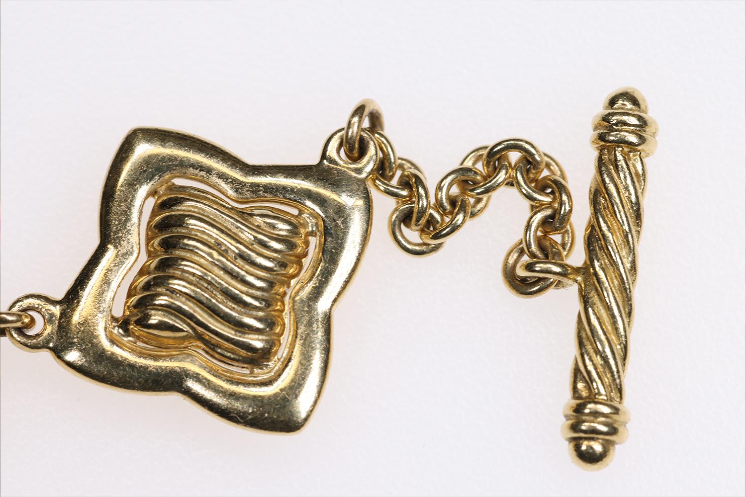 Women's or Men's Rare David Yurman Quatrefoil 18K Solid Yellow Gold Necklace Limited Series Piece For Sale