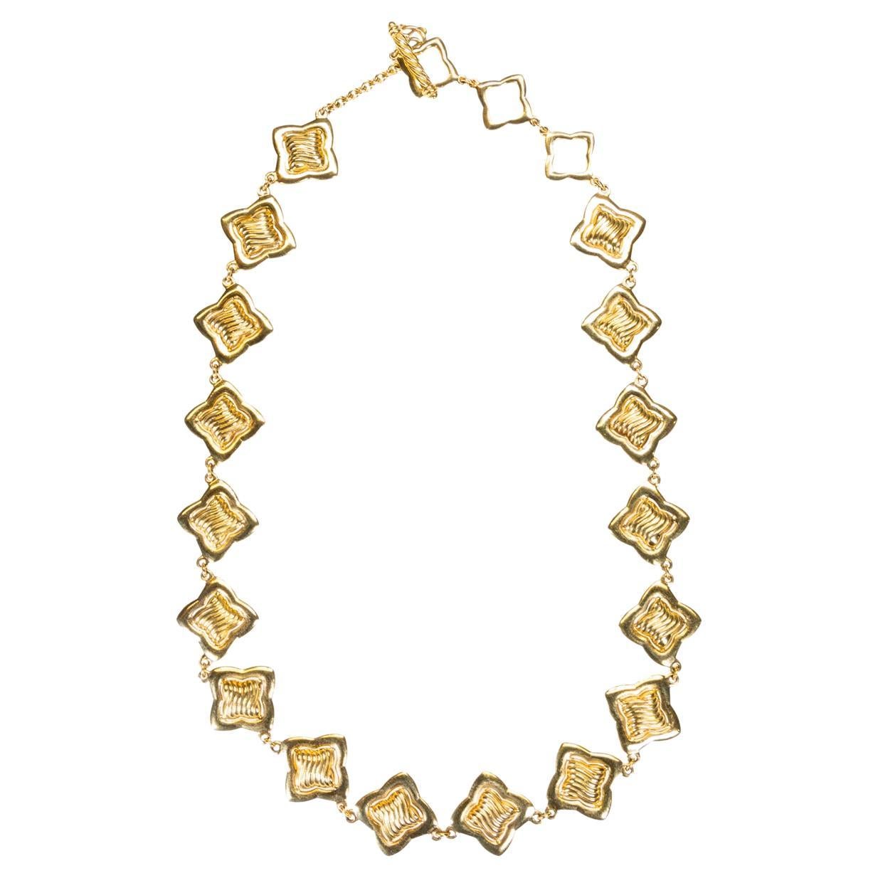 Rare David Yurman Quatrefoil 18K Solid Yellow Gold Necklace Limited Series Piece For Sale