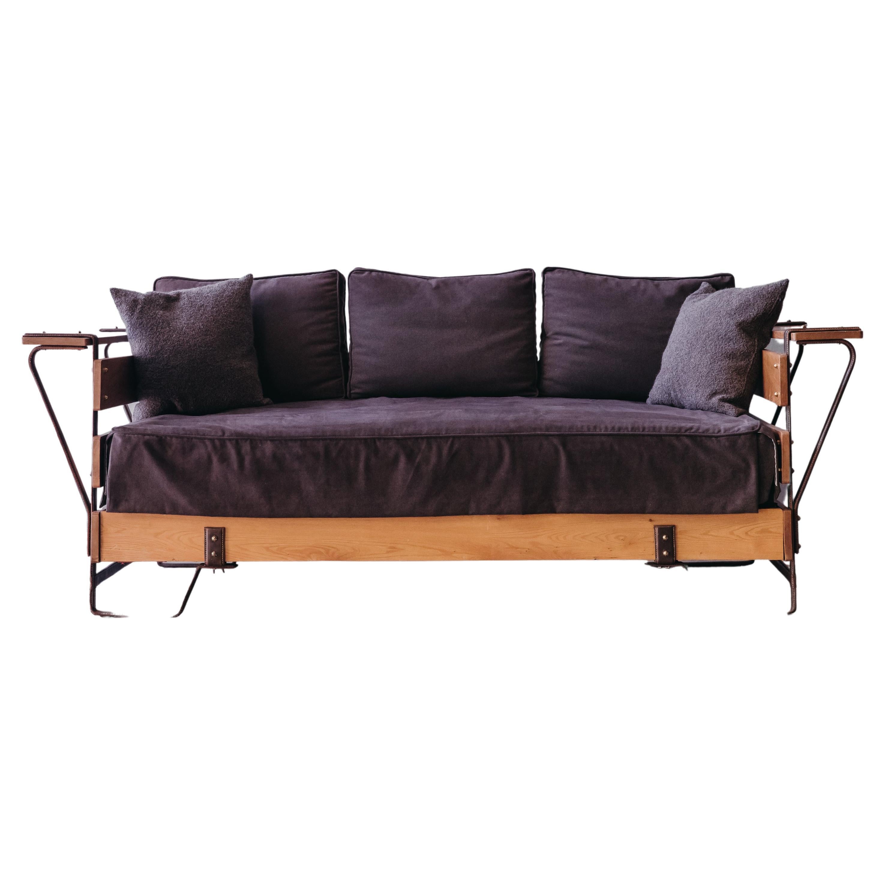 Rare Daybed by Jacques Adnet, France, 1950s