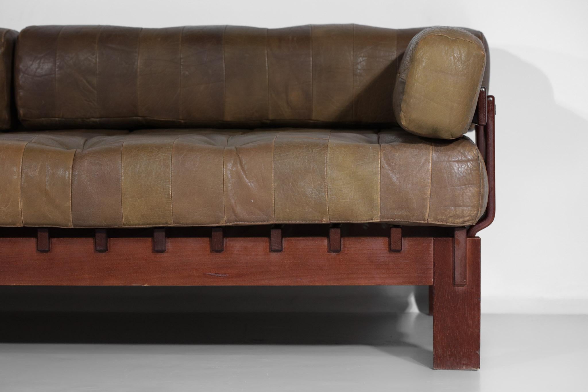 Rare Daybed Sofa from the 60's De Sede Style Leather 12