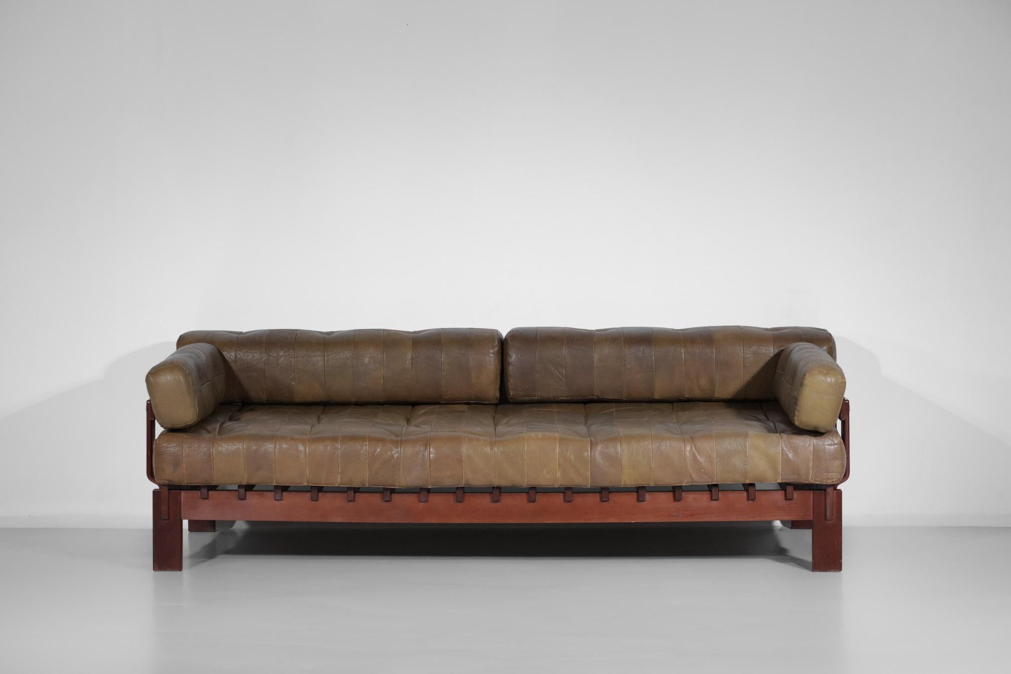 Unknown Rare Daybed Sofa from the 60's De Sede Style Leather
