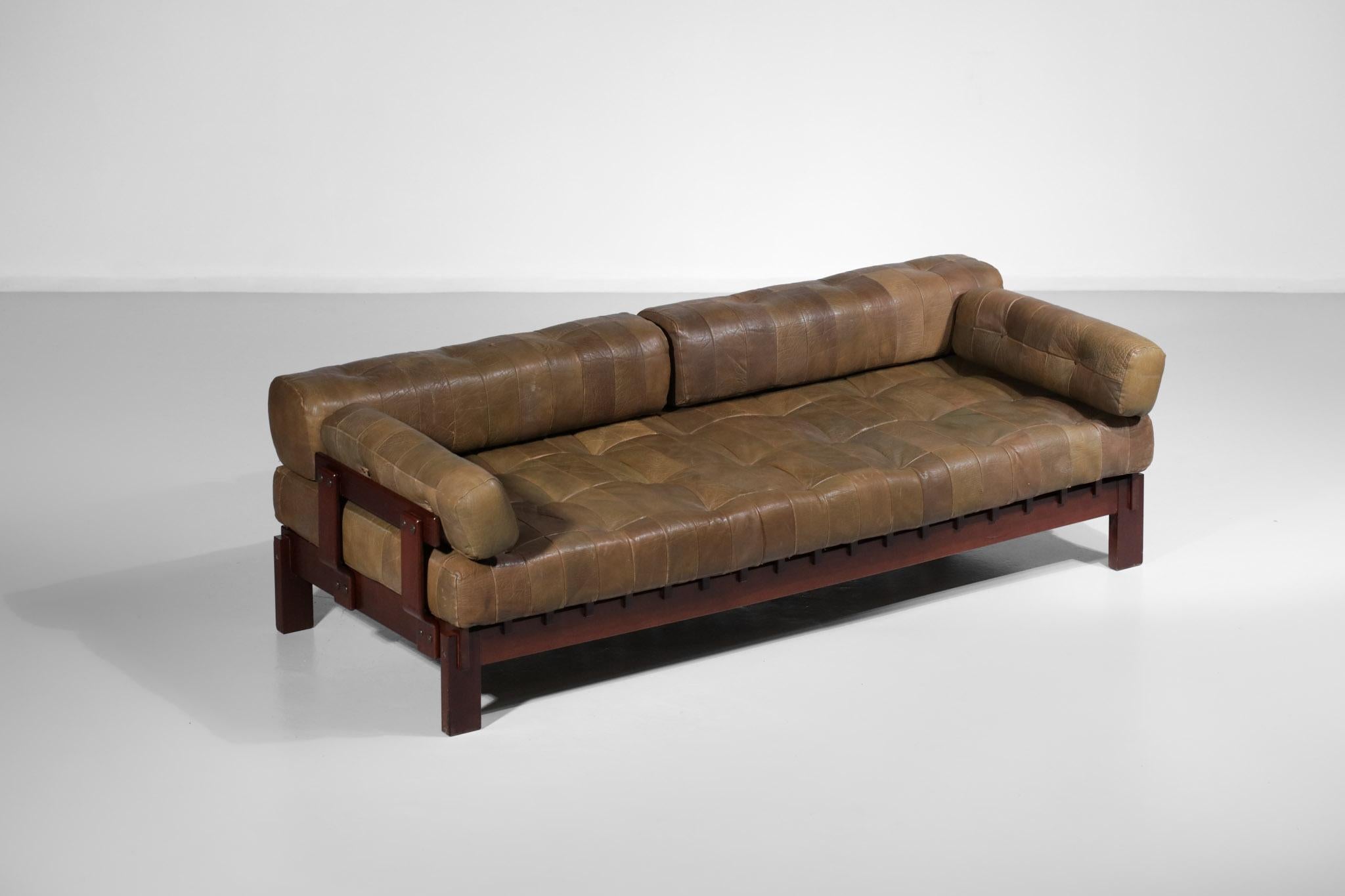 Mid-20th Century Rare Daybed Sofa from the 60's De Sede Style Leather