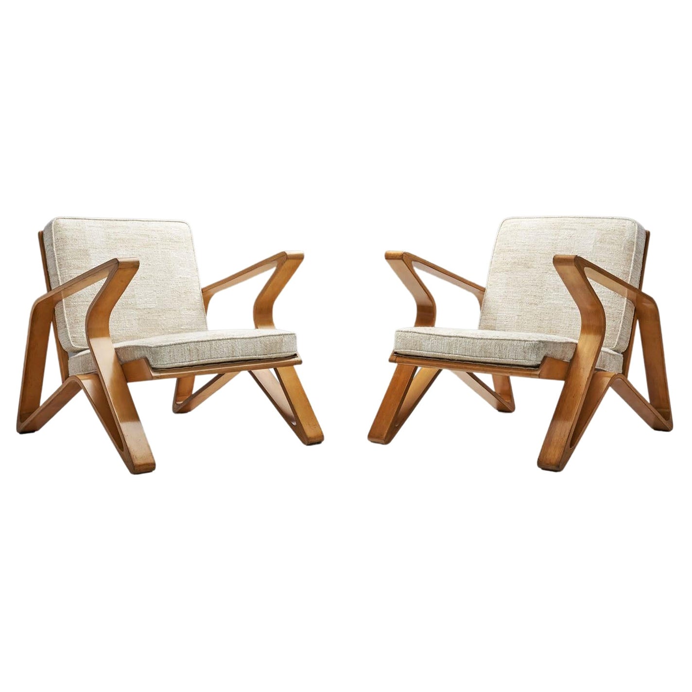 Rare De Coene Frères Lounge Chairs, Belgium, 1950s