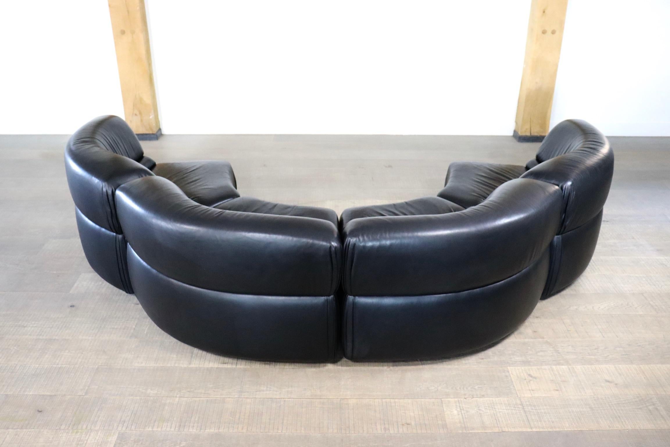 Rare De Sede Cosmos Modular Sofa in Black Leather, Switzerland 1970s 5
