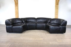 Rare De Sede Cosmos Modular Sofa in Black Leather, Switzerland 1970s
