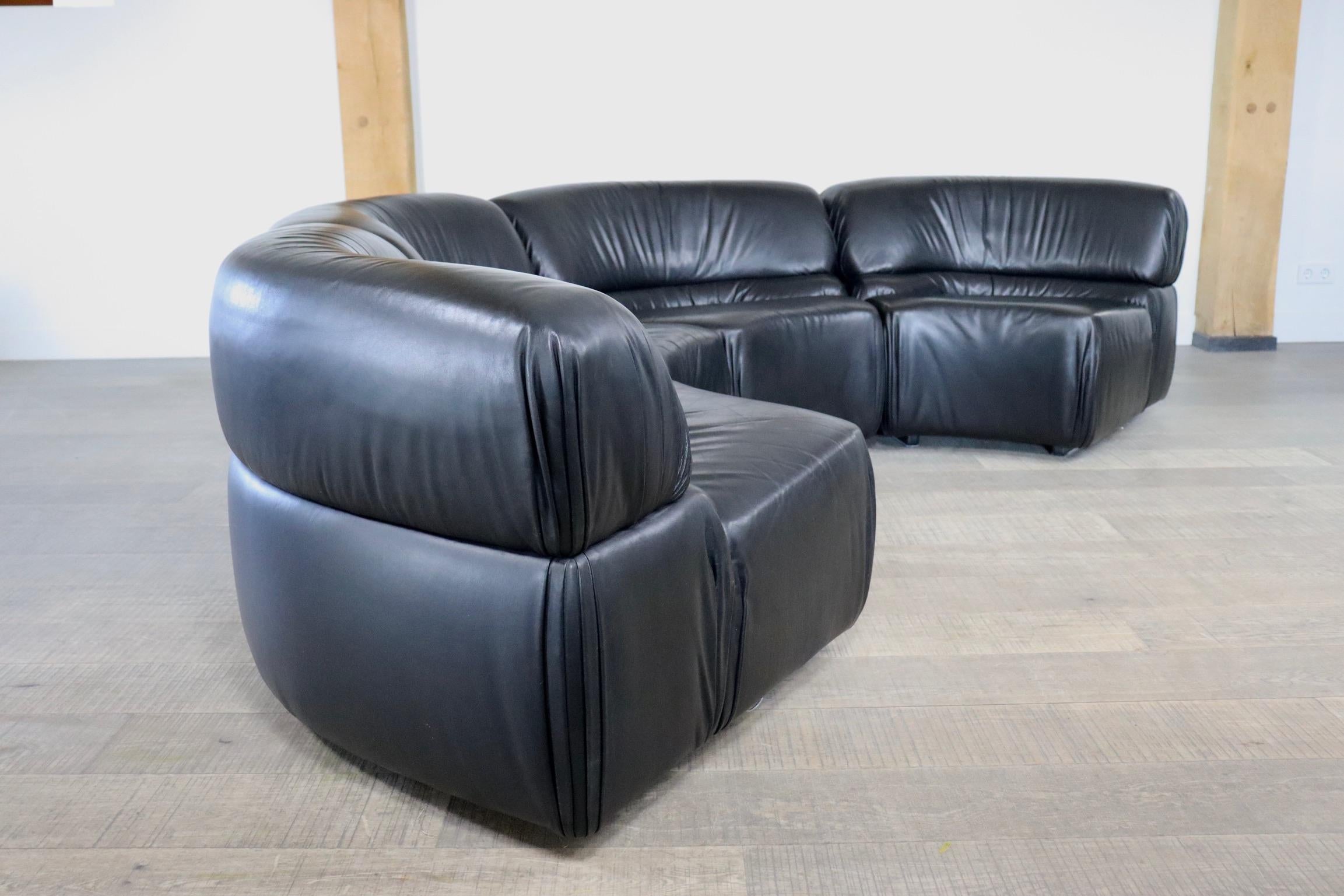 Mid-20th Century Rare De Sede Cosmos Modular Sofa in Black Leather, Switzerland 1970s