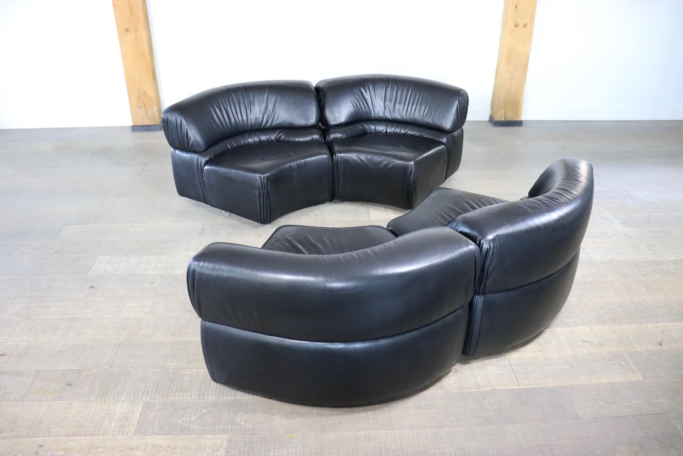 Rare De Sede Cosmos Modular Sofa in Black Leather, Switzerland 1970s 1