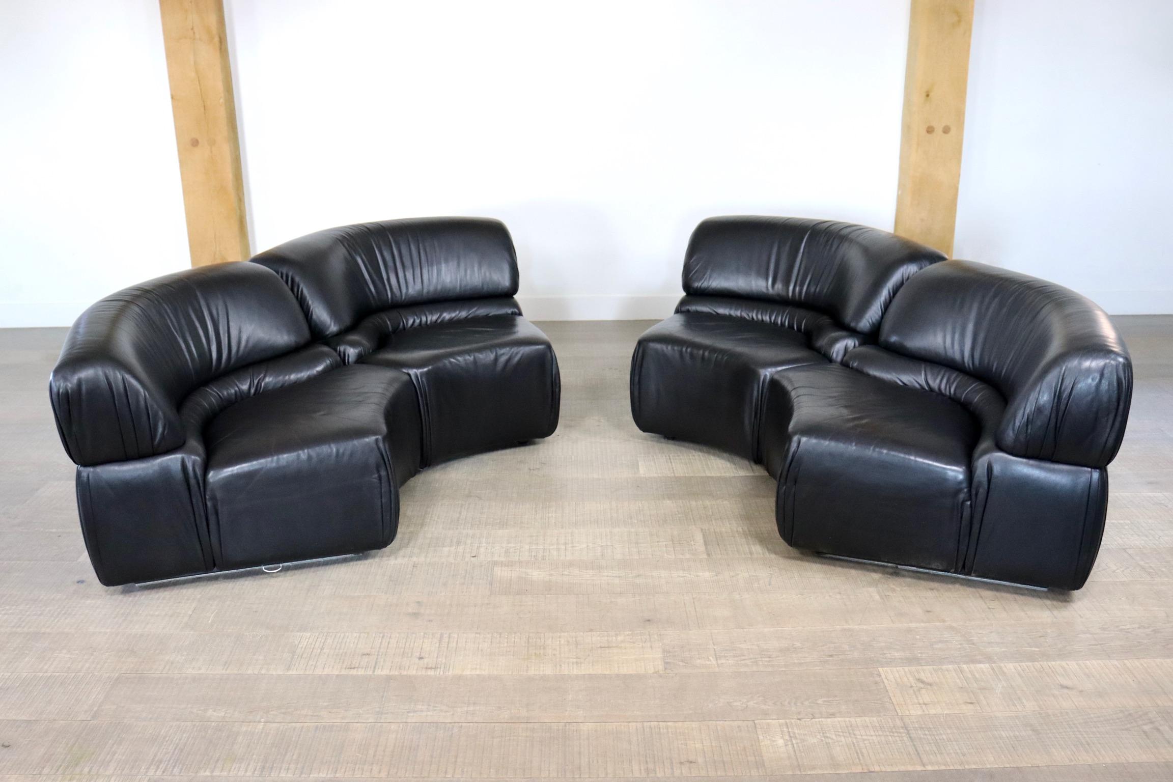 Rare De Sede Cosmos Modular Sofa in Black Leather, Switzerland 1970s 3