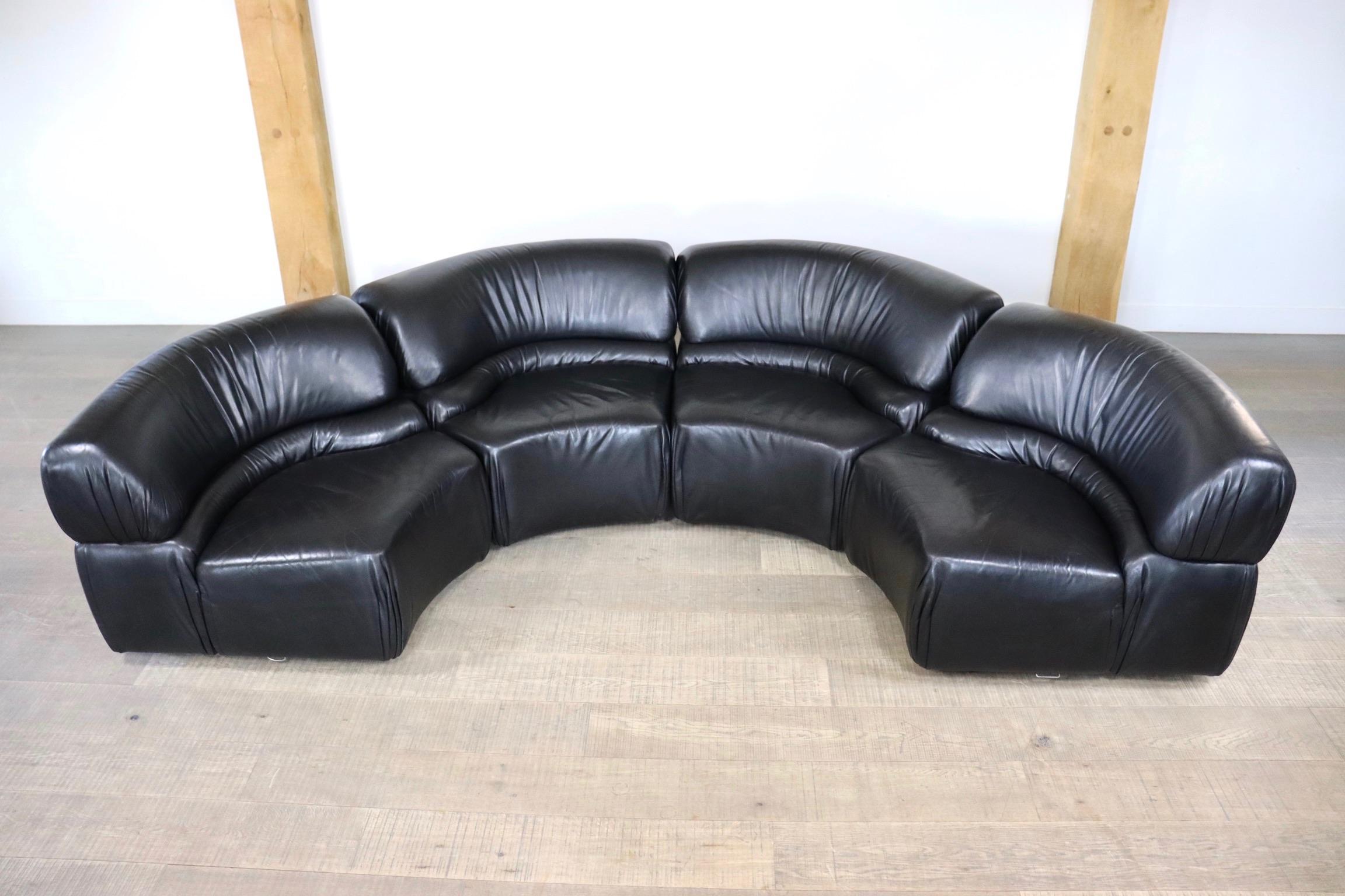 Rare De Sede Cosmos Modular Sofa in Black Leather, Switzerland 1970s 4