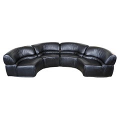 Rare De Sede Cosmos Modular Sofa in Black Leather, Switzerland 1970s