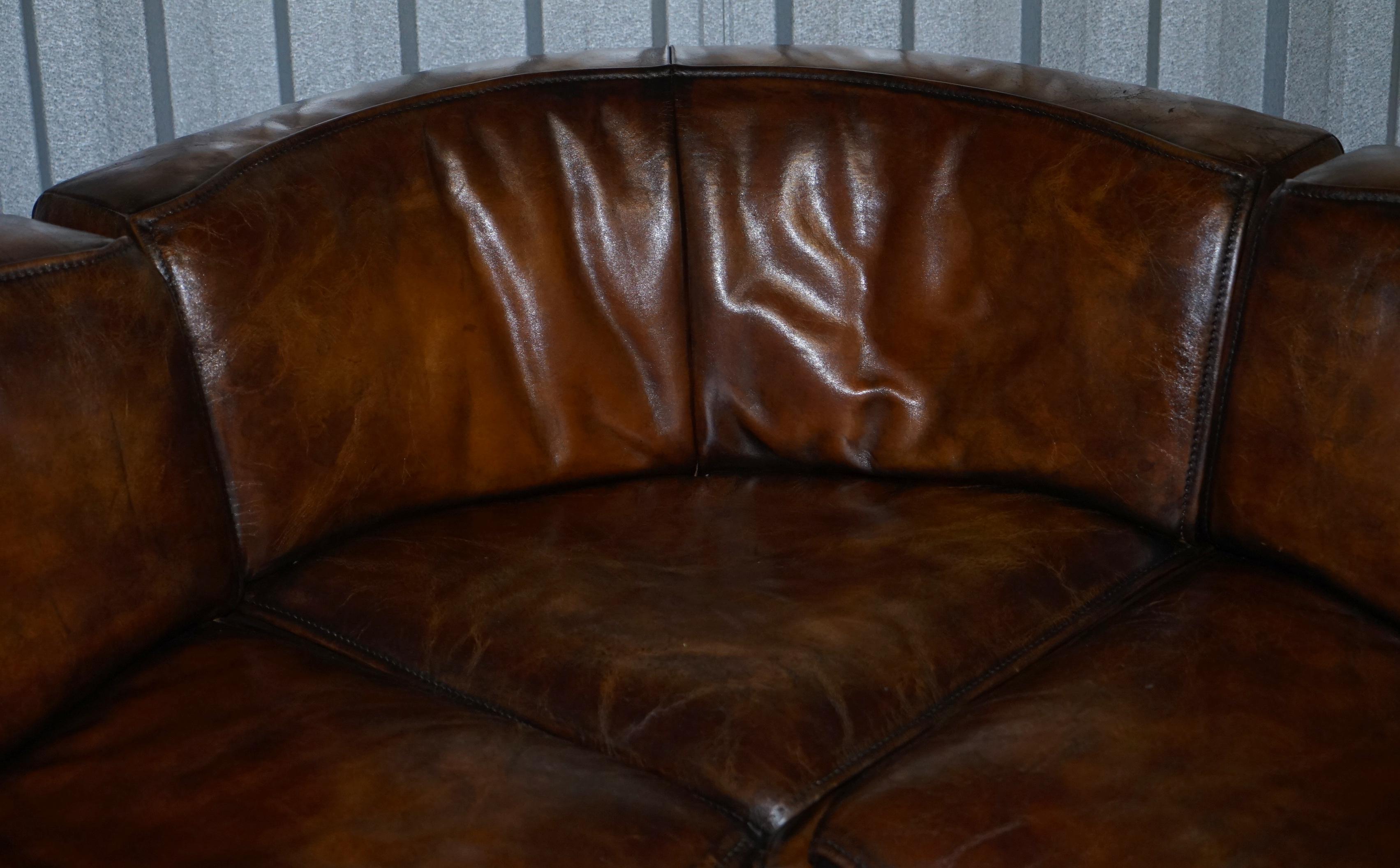Rare De Sede DS15 Corner Modular Sofa Armchairs Original Paperwork Brown Leather 6