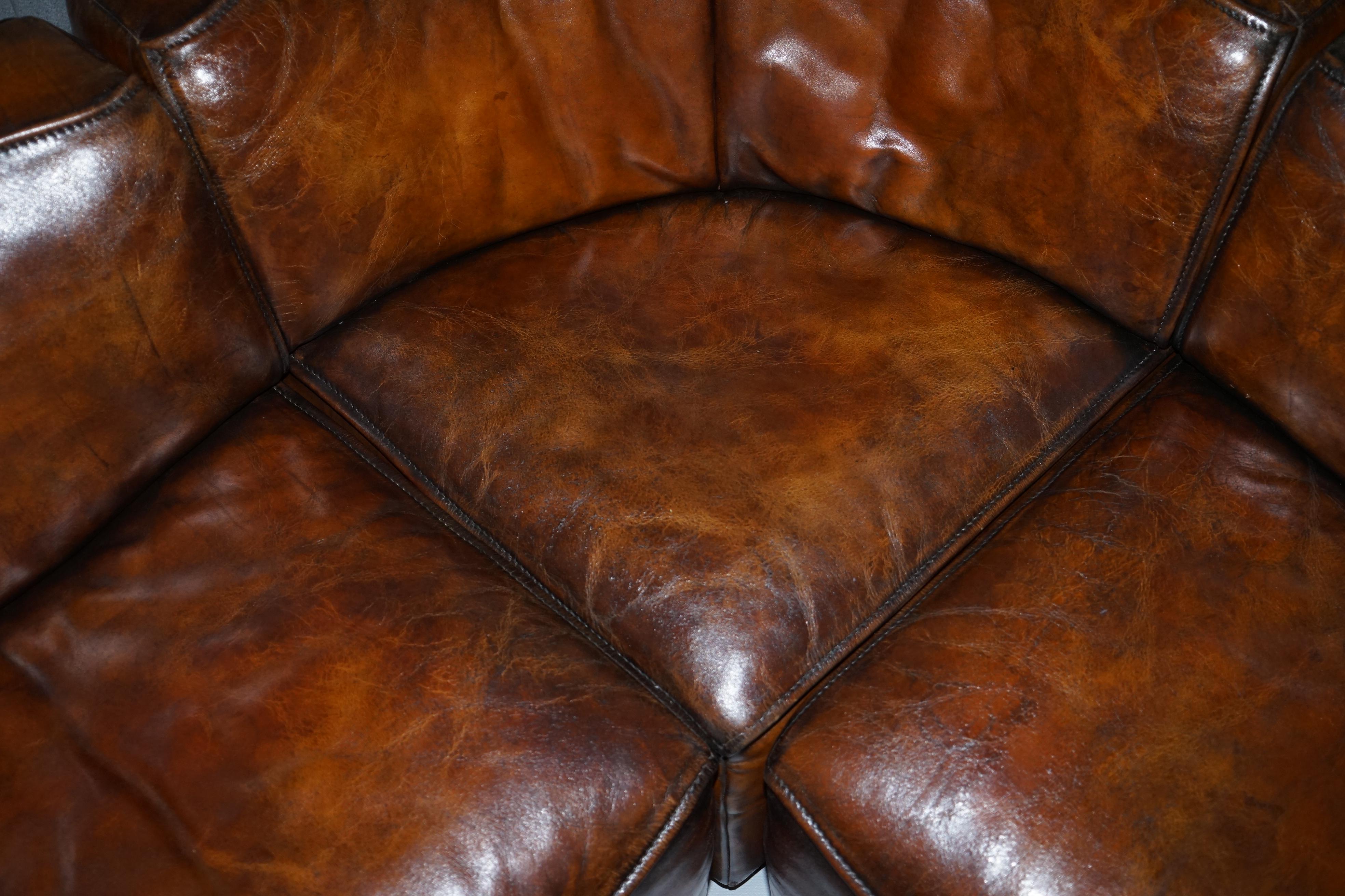 Rare De Sede DS15 Corner Modular Sofa Armchairs Original Paperwork Brown Leather 7