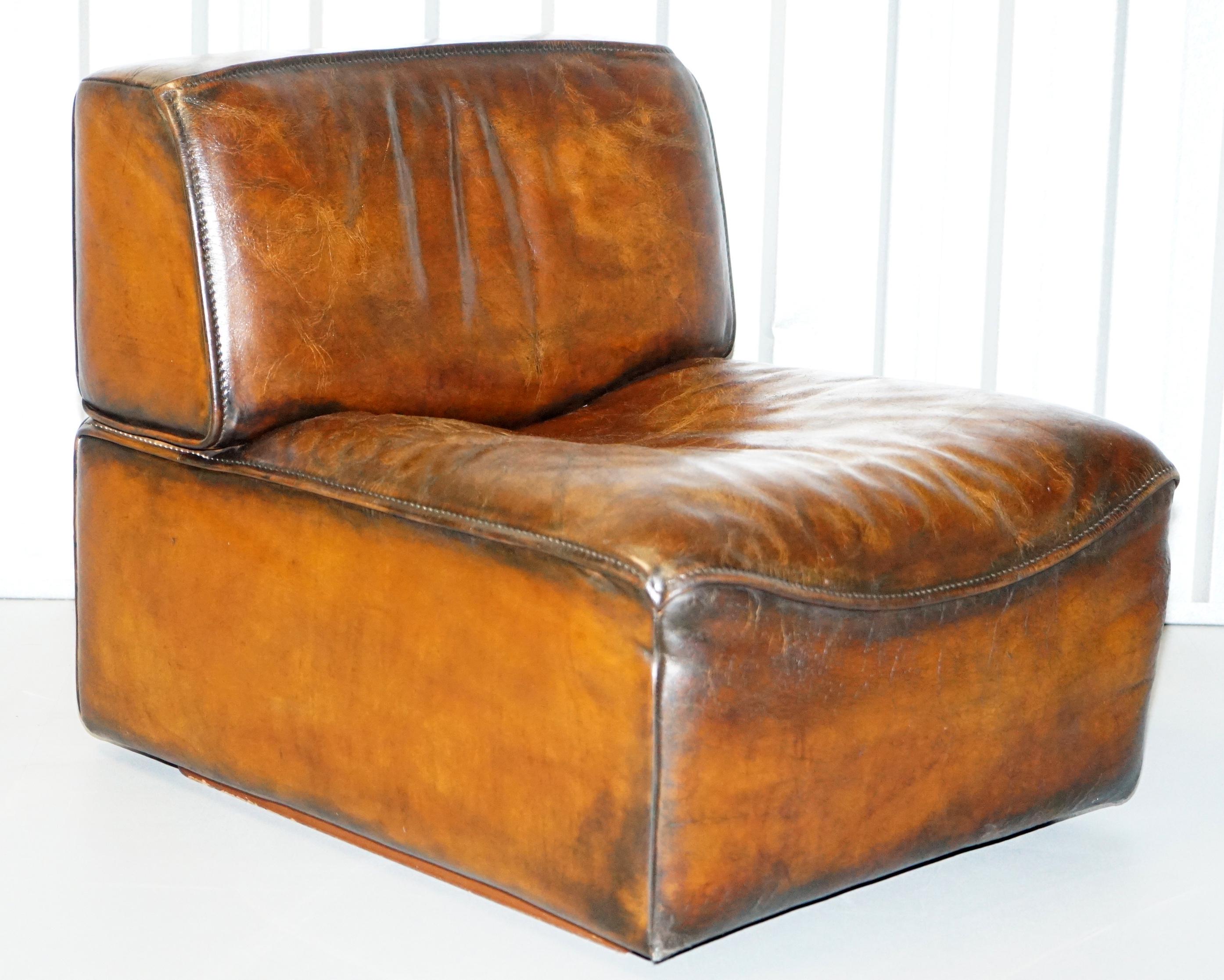 Rare De Sede DS15 Corner Modular Sofa Armchairs Original Paperwork Brown Leather 10