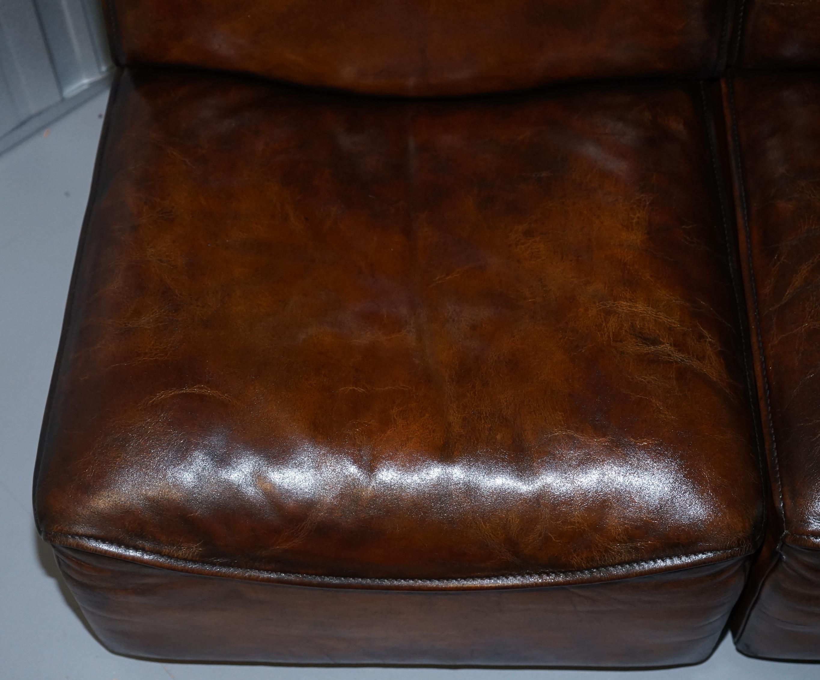 Rare De Sede DS15 Corner Modular Sofa Armchairs Original Paperwork Brown Leather 1