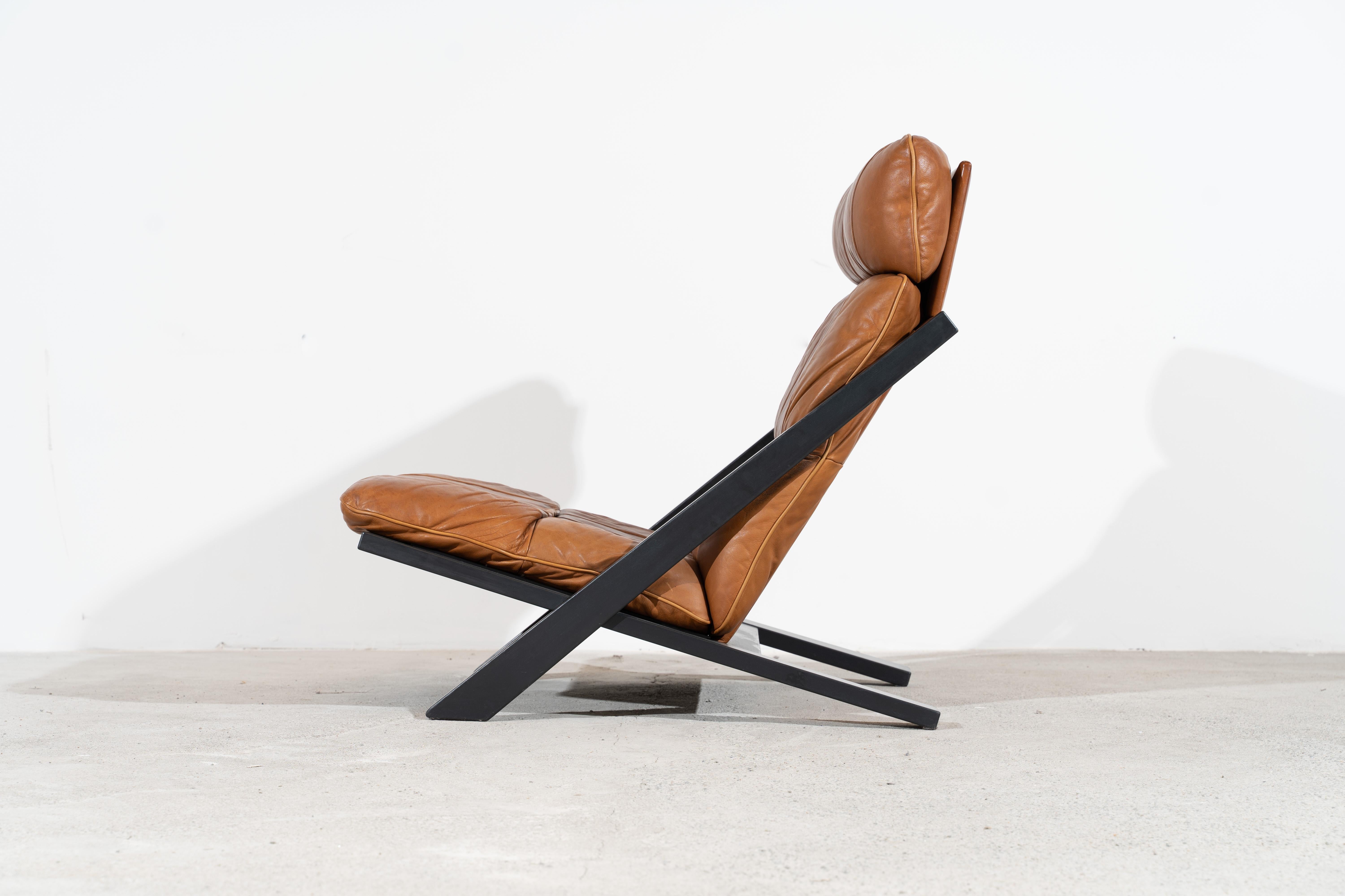 Swiss Rare De Sede Lounge Chair Ueli Berger Cognac Leather 1970s High Back