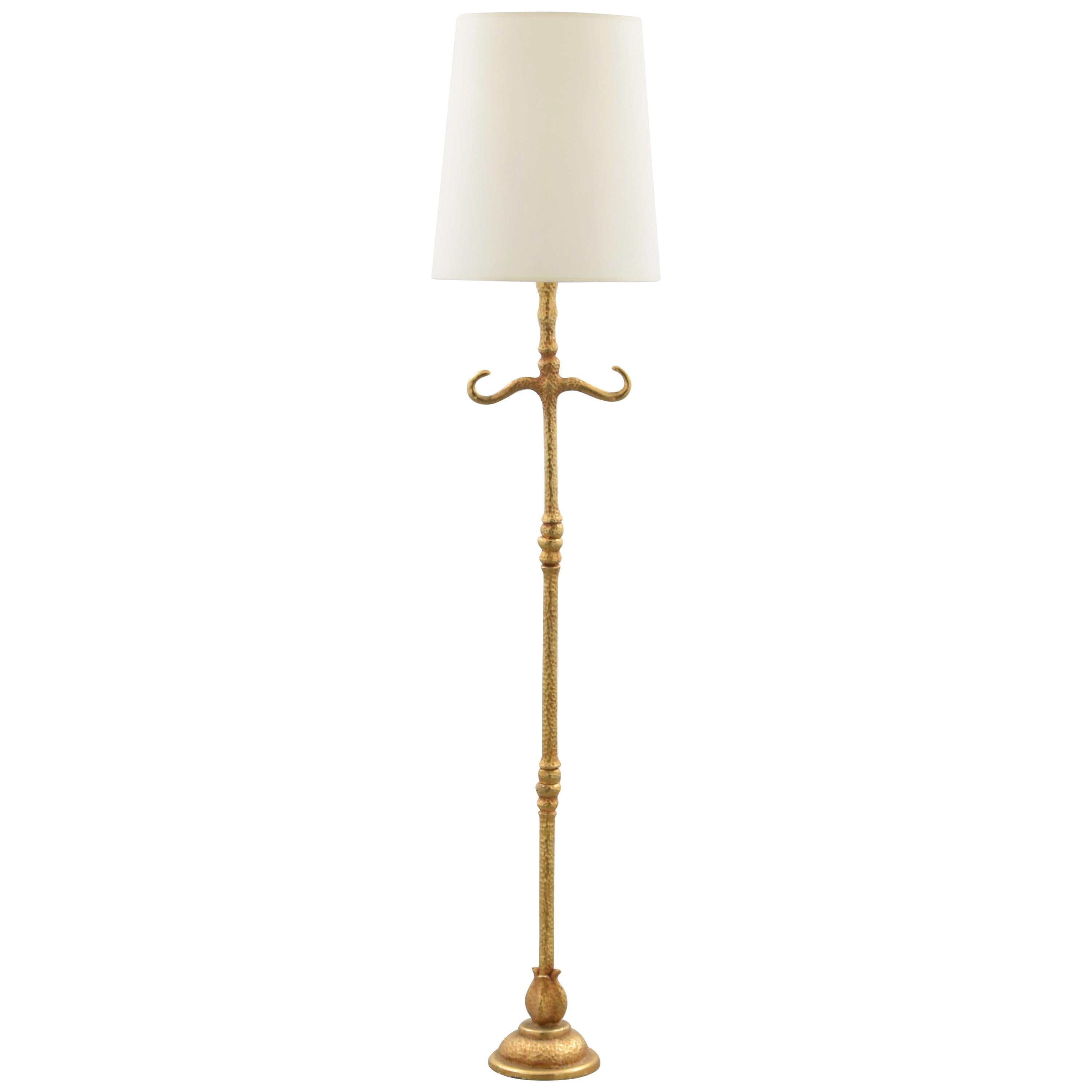 Rare De Wael for Fondica Gilt-Bronze Floor Lamp, Two Available For Sale