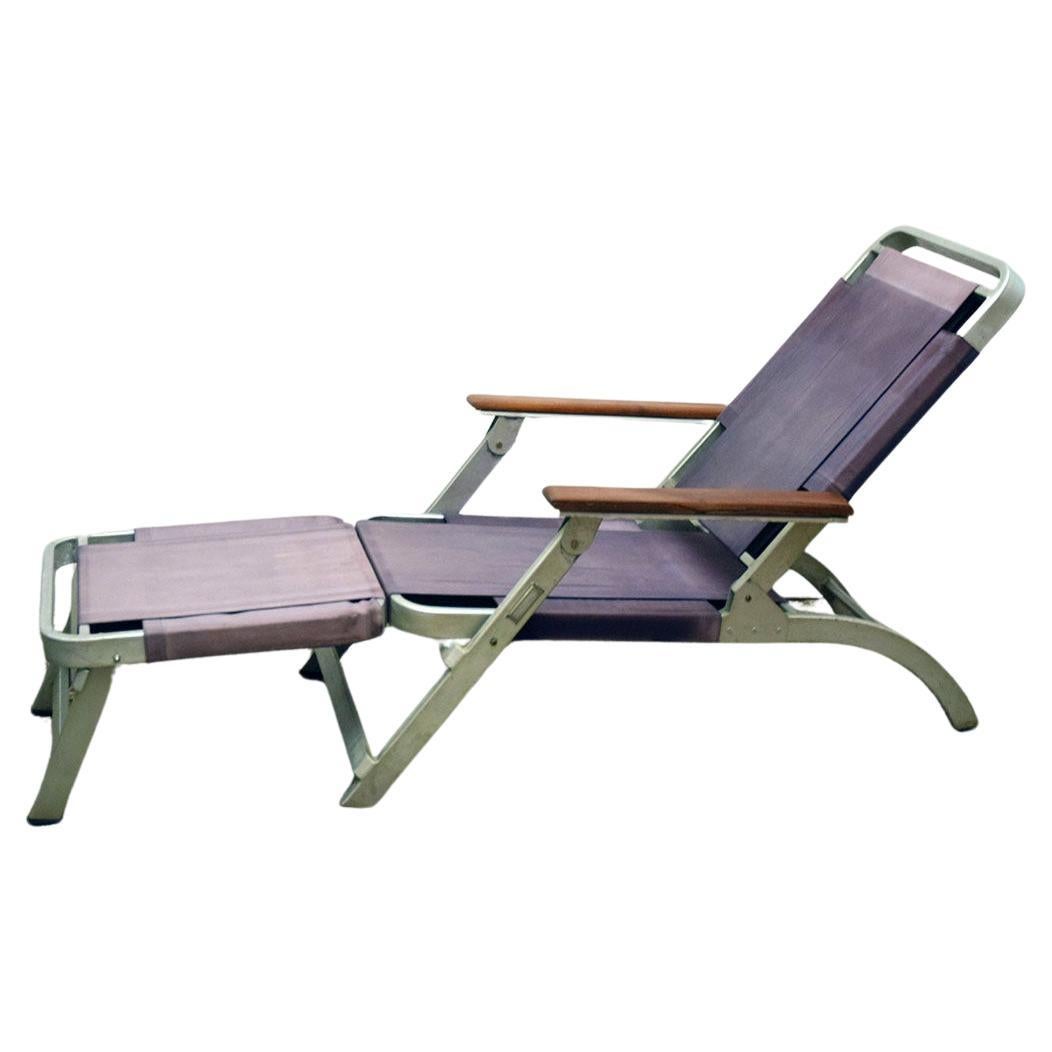 Rare chaise de pont du Transatlantico Michelangelo 1965