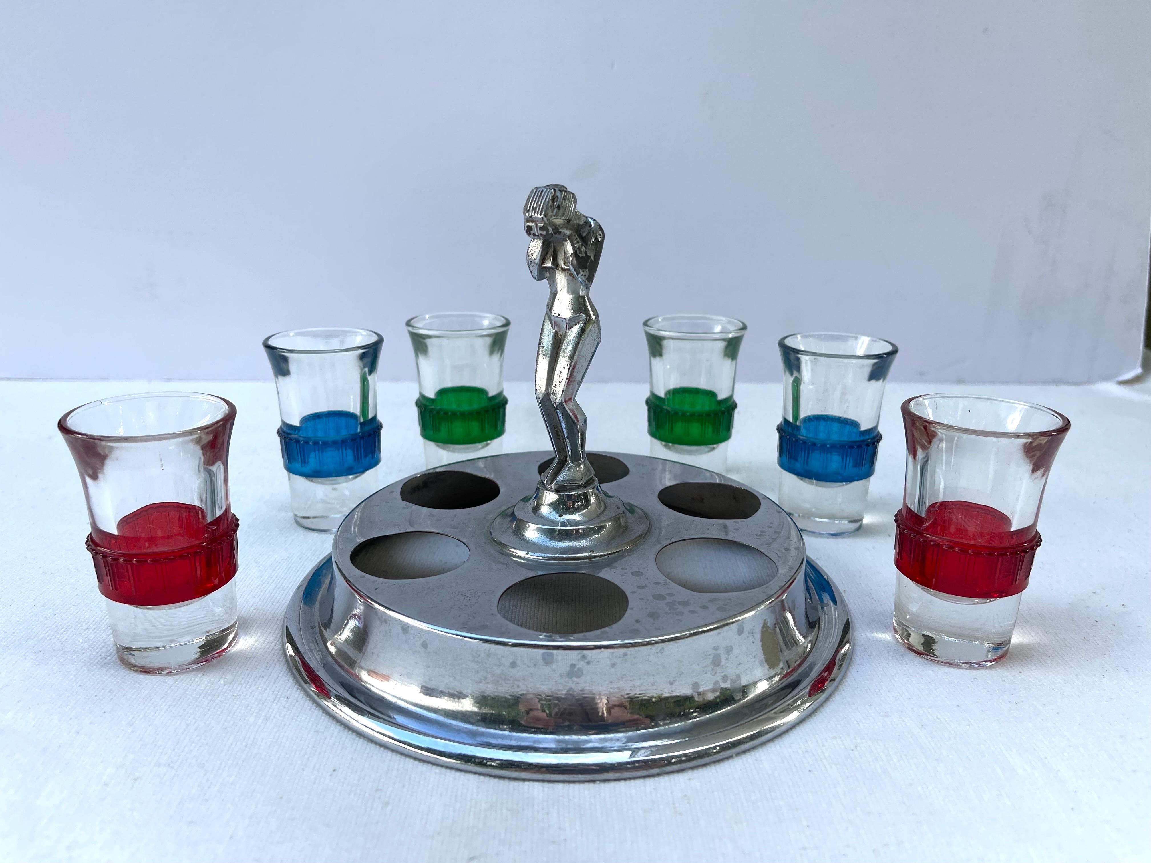 Seltenes Deco Nudefarbenes Farberware Shot Glass Serviergeschirr-Set  im Angebot 9