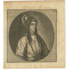 Rare Decorative Antique Print of a Woman from Cairo in Egypt, 1698